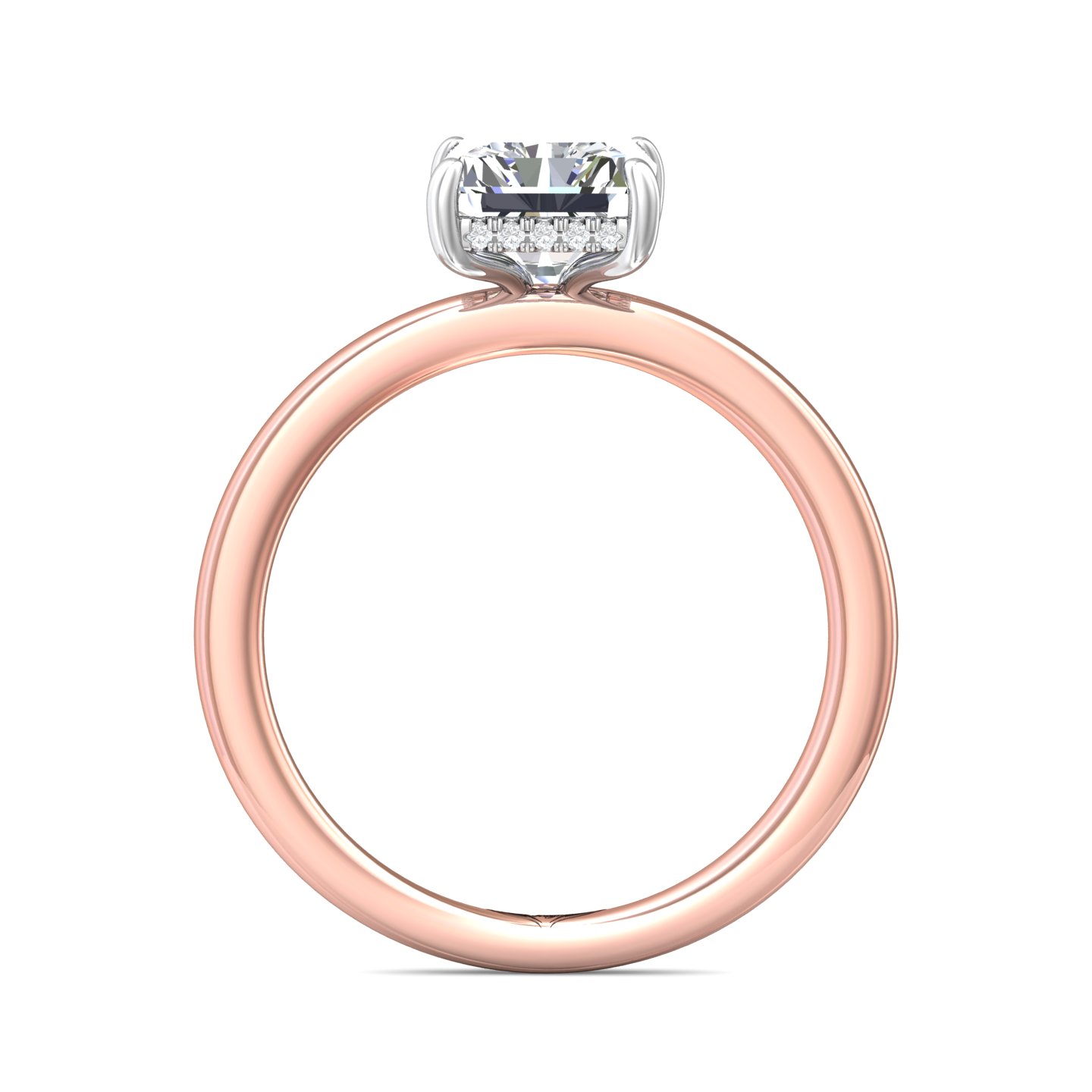14K Rose and White Gold Radiant Diamond Engagement Ring