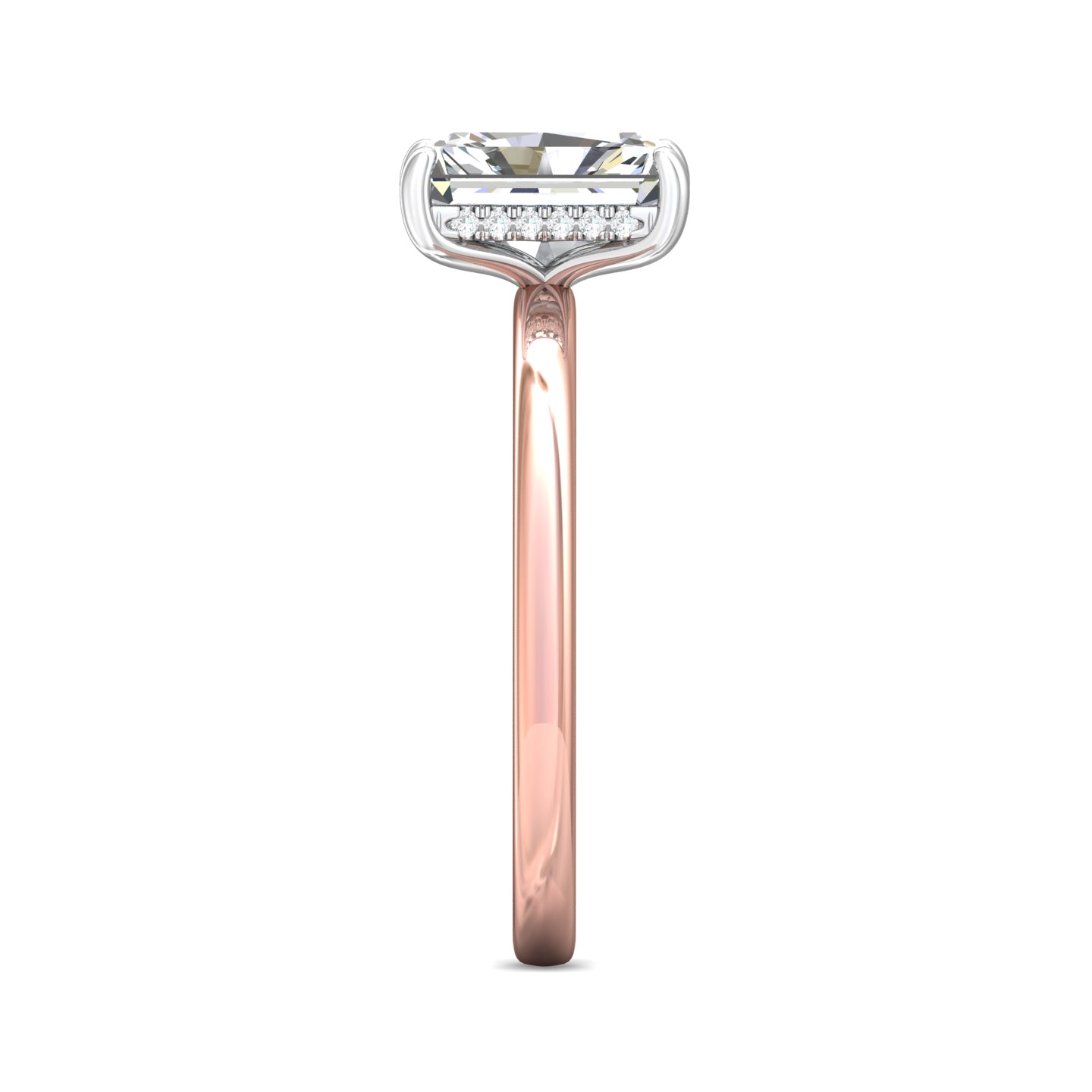 14K Rose and White Gold Radiant Diamond Engagement Ring