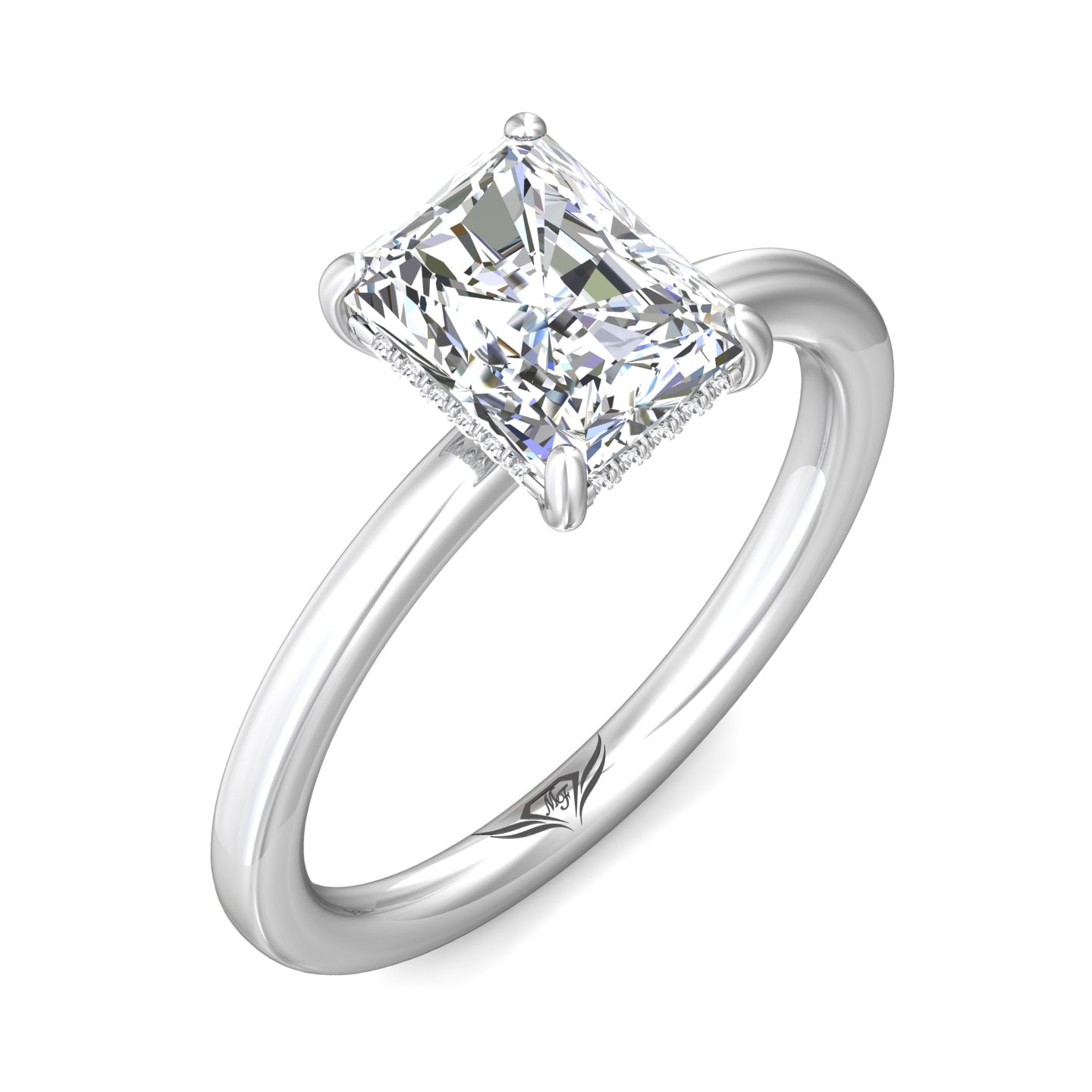 18K White Gold Radiant Diamond Engagement Ring