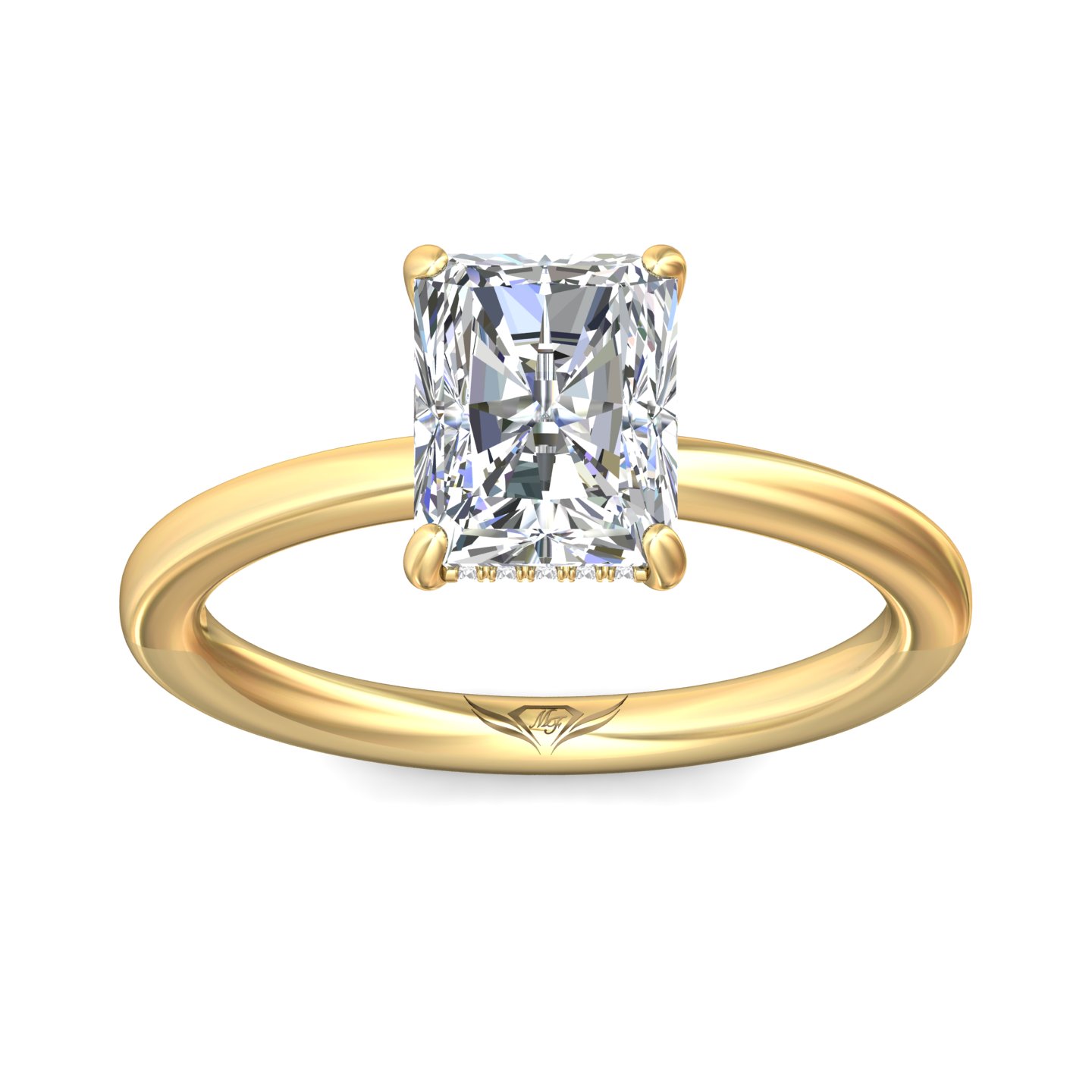 18K Yellow Gold Radiant Diamond Engagement Ring
