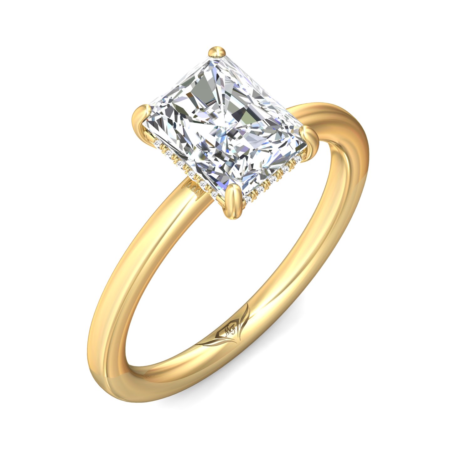 18K Yellow Gold Radiant Diamond Engagement Ring