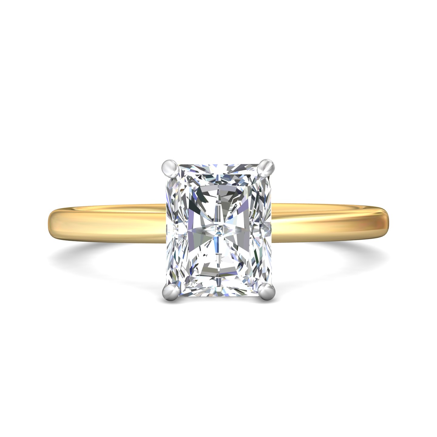 18K Yellow Gold and Platinum Radiant Diamond Engagement Ring