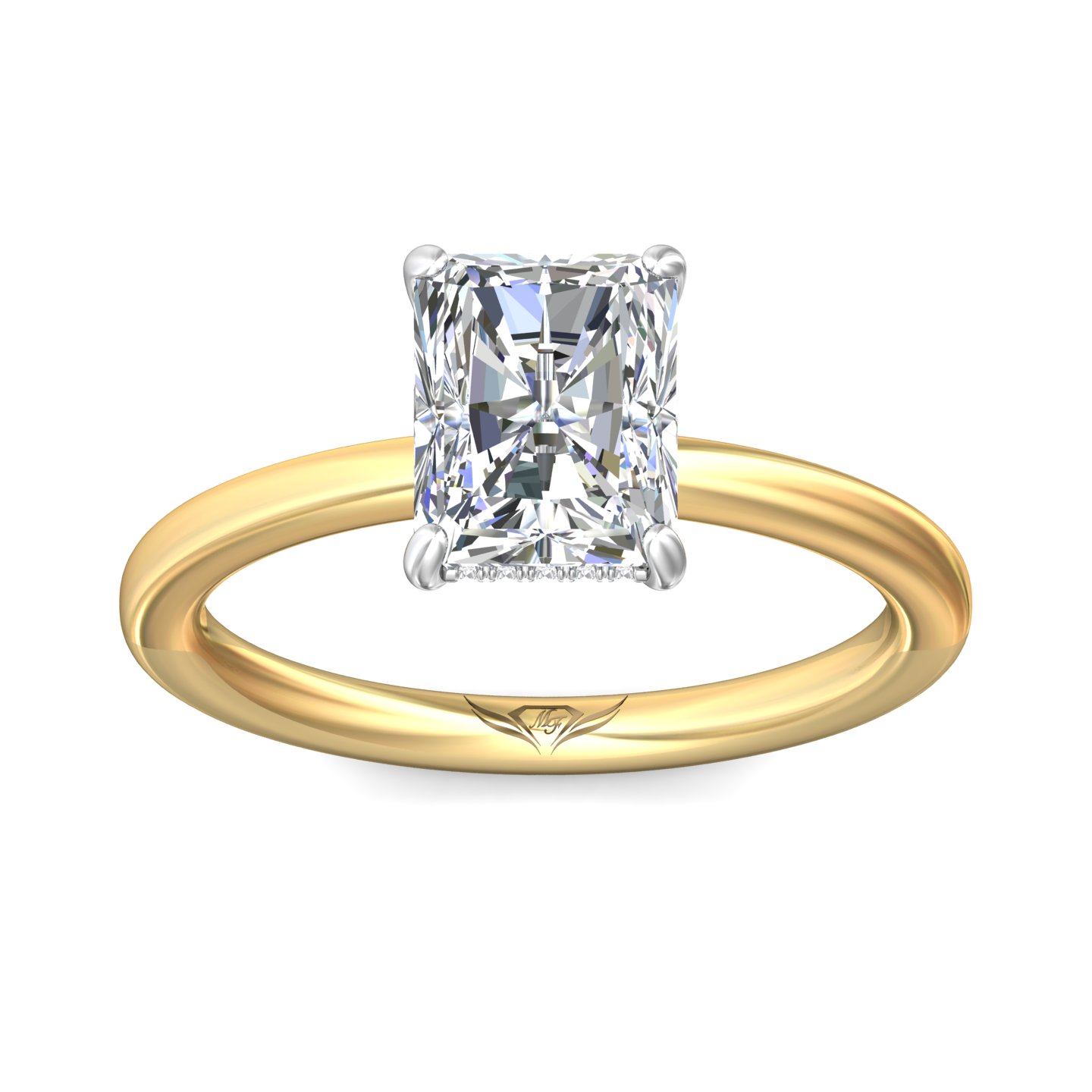 18K Yellow Gold and Platinum Radiant Diamond Engagement Ring