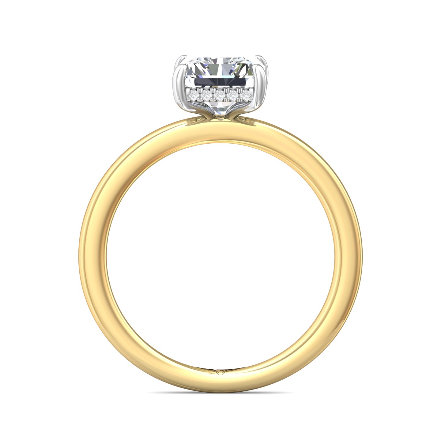 18K Yellow Gold and Platinum Radiant Diamond Engagement Ring