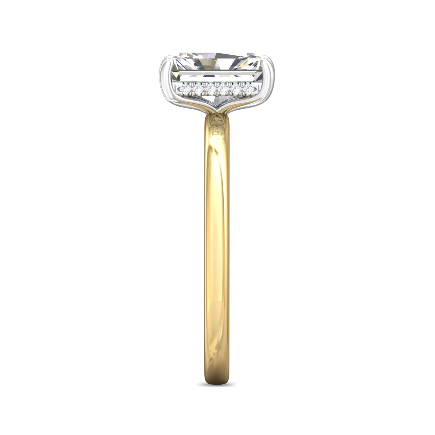 18K Yellow Gold and Platinum Radiant Diamond Engagement Ring
