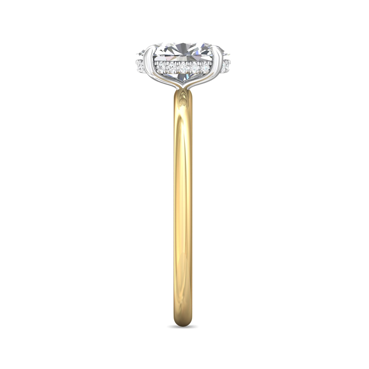 14K Yellow and White Gold Oval Diamond Engagement Ring