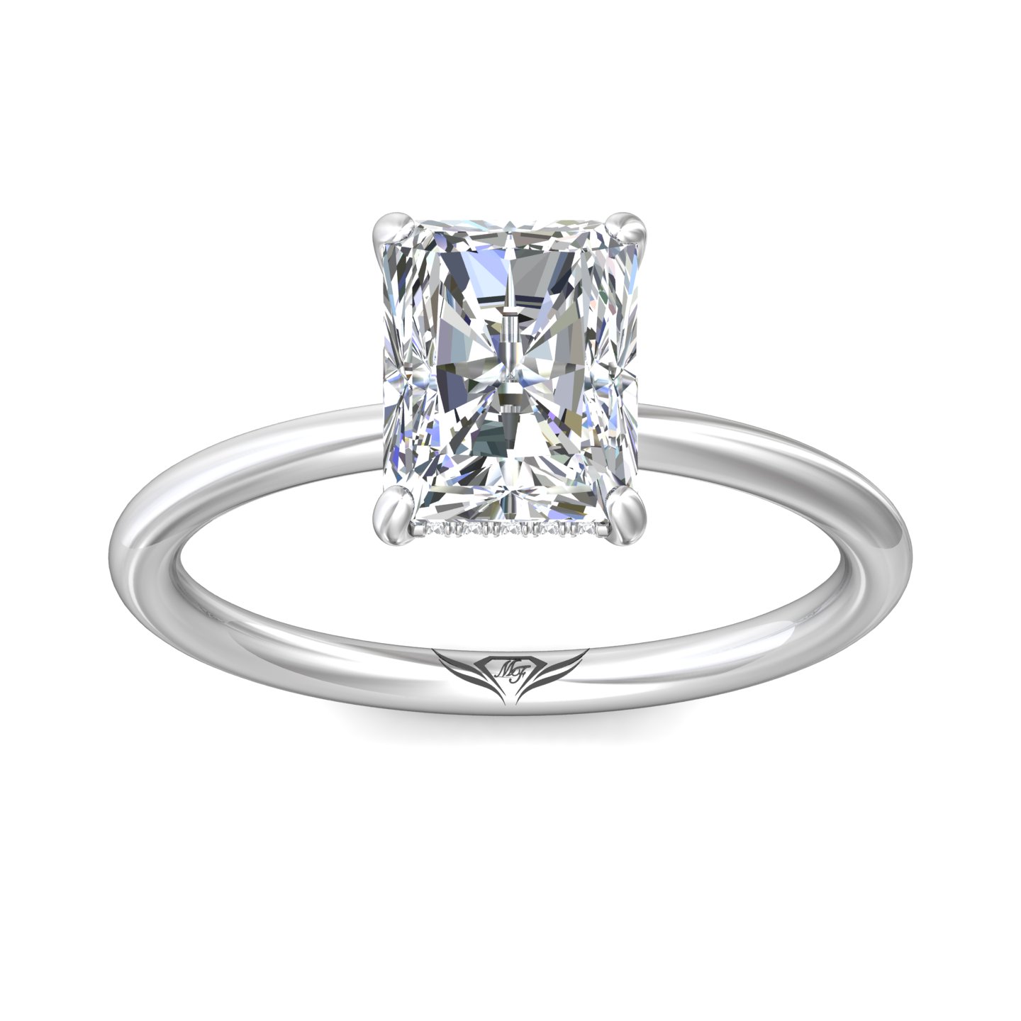 14K White Gold Radiant Diamond Engagement Ring