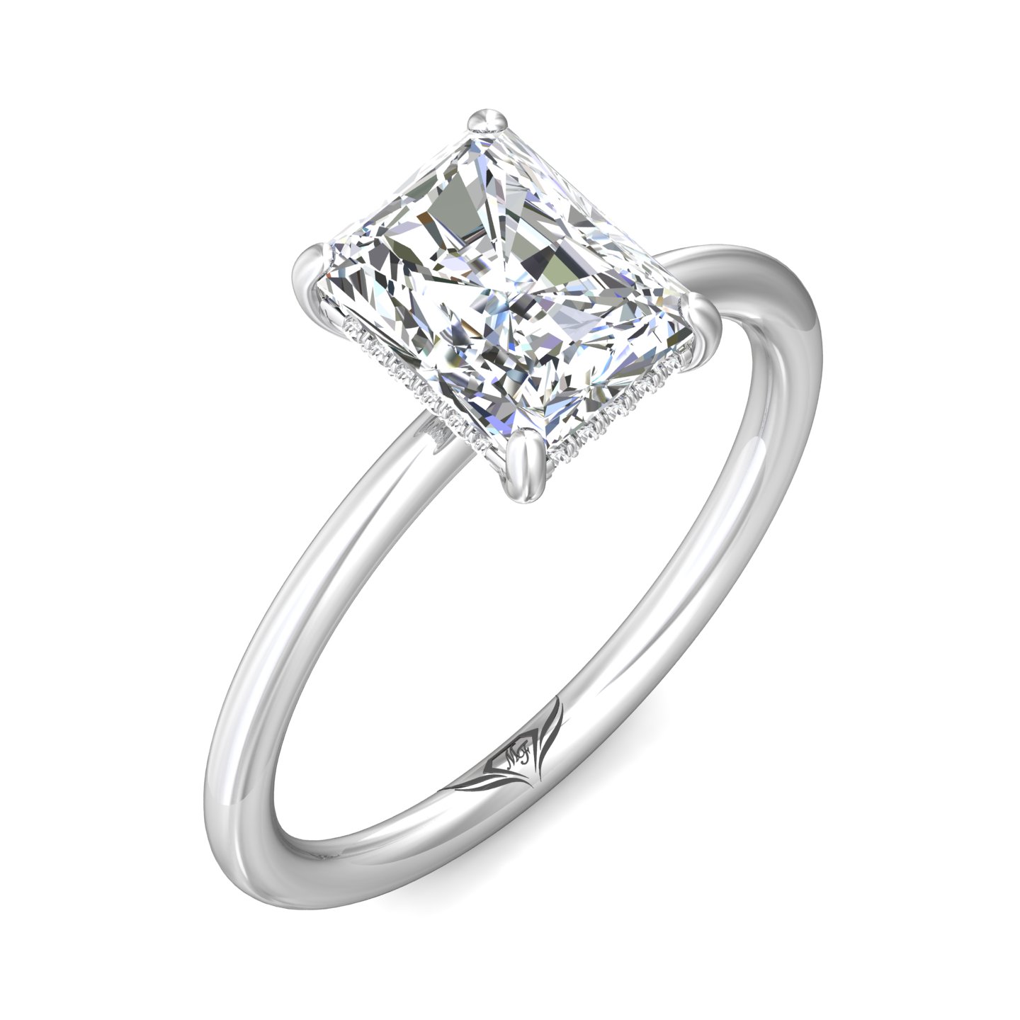 14K White Gold Radiant Diamond Engagement Ring