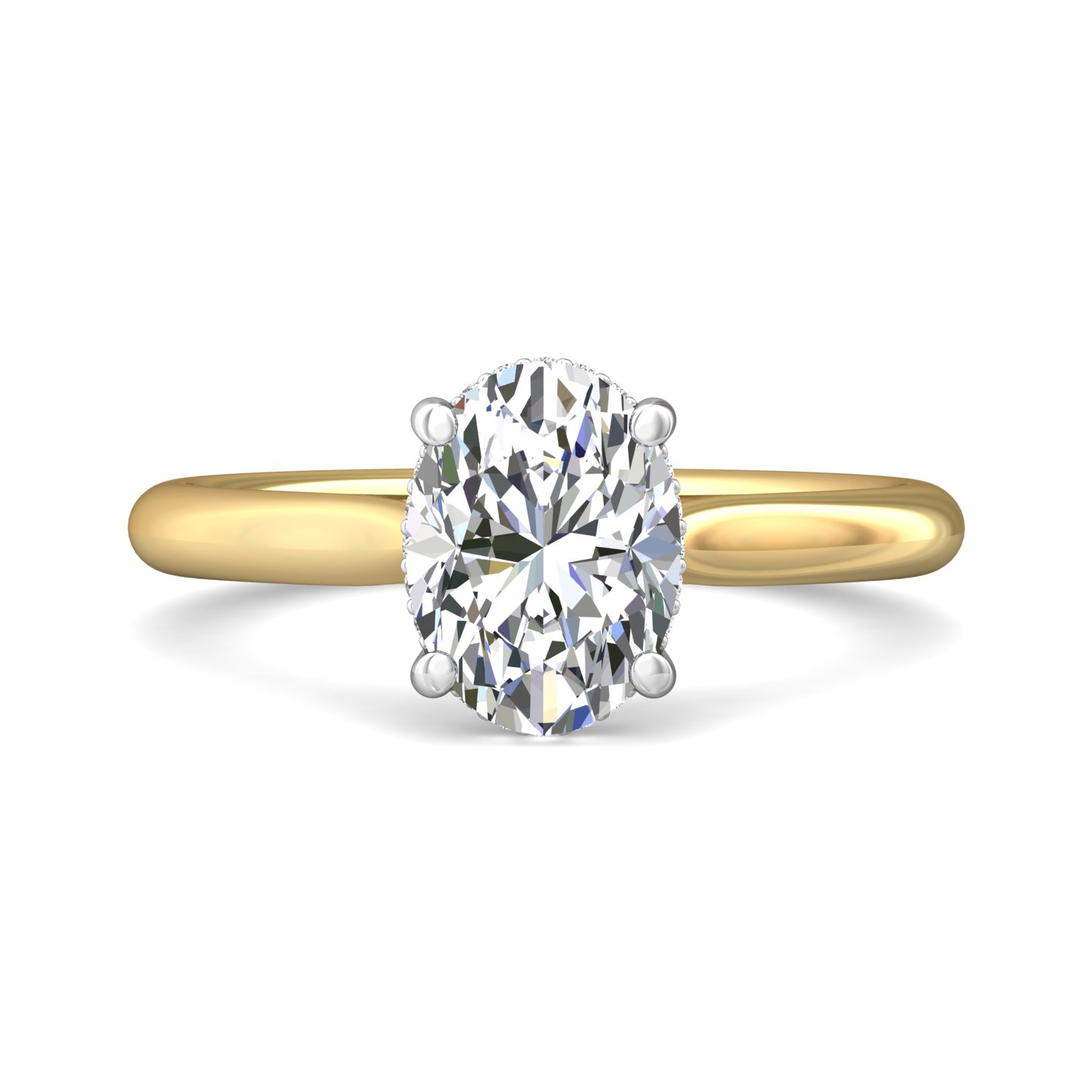 14K Yellow and White Gold Solitaire Engagement Ring