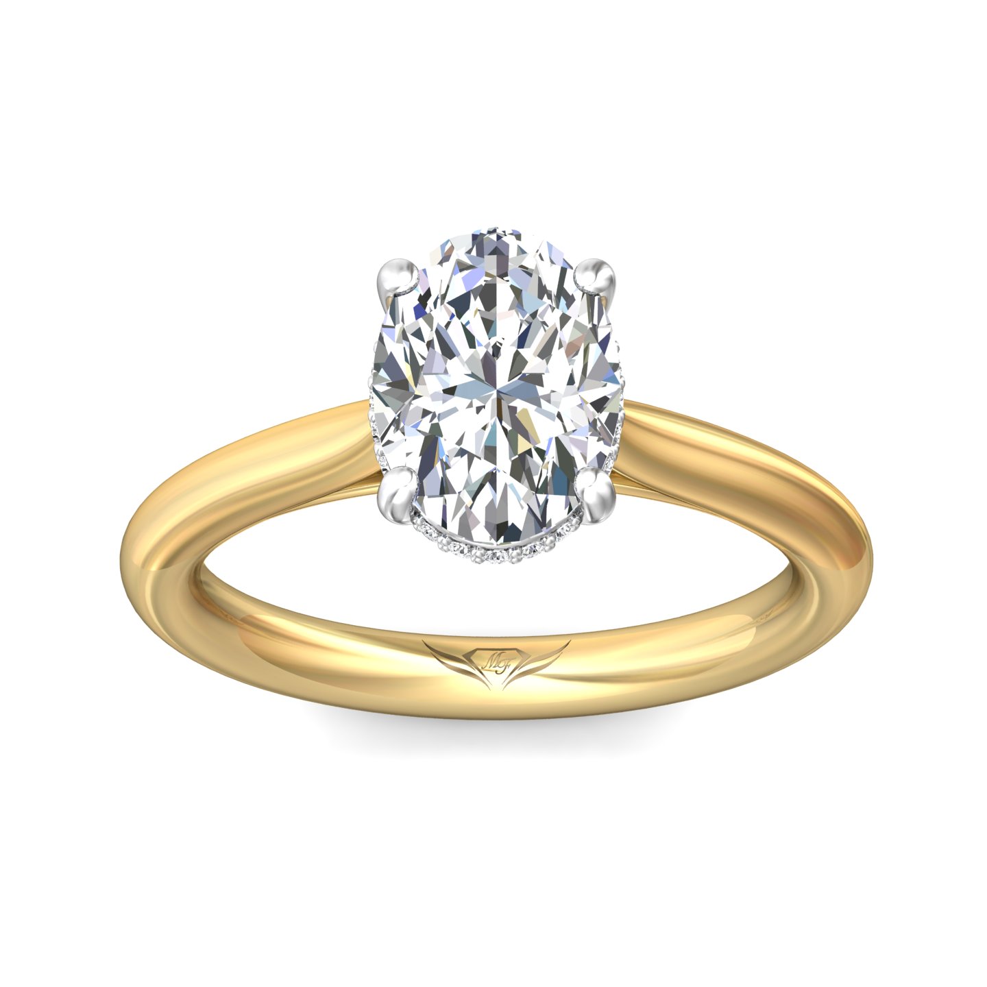 14K Yellow and White Gold Solitaire Engagement Ring