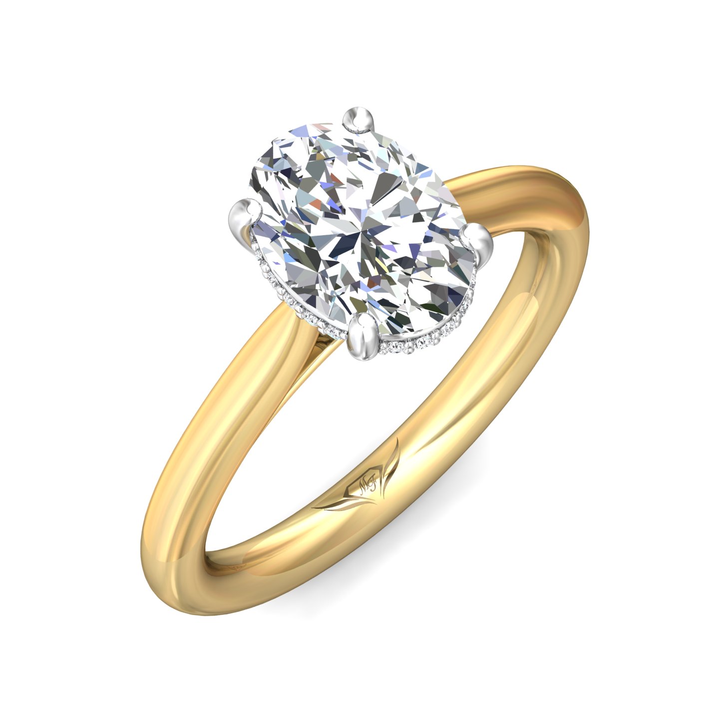 14K Yellow and White Gold Solitaire Engagement Ring