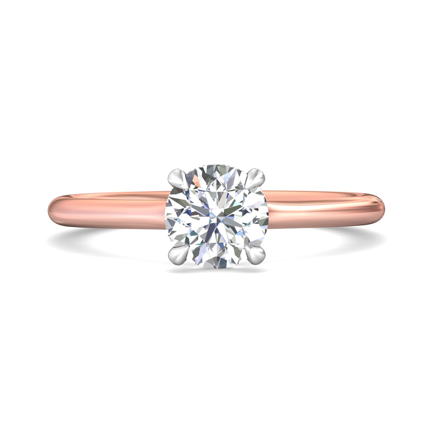 18K White and Rose Gold Round Diamond Engagement Ring