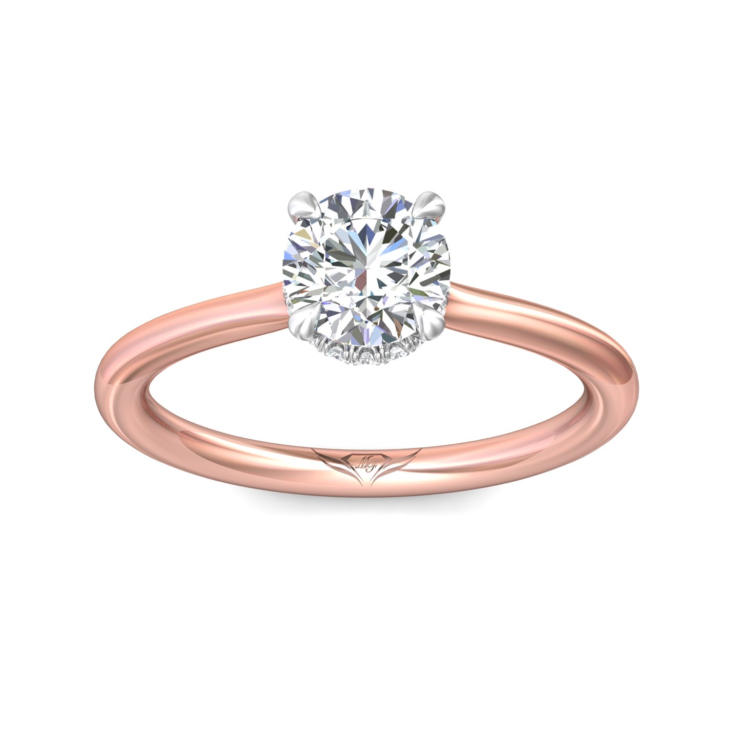 18K White and Rose Gold Round Diamond Engagement Ring
