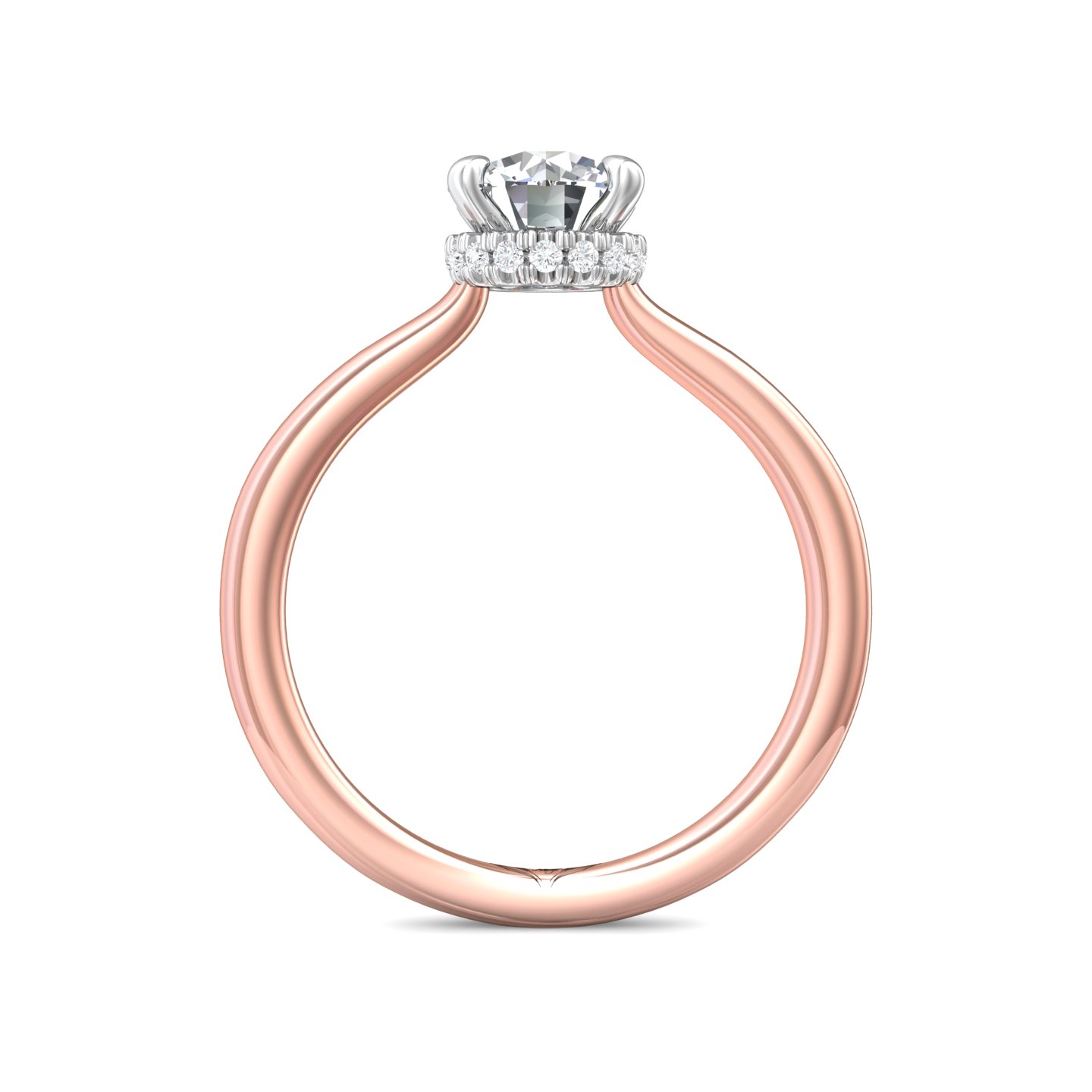 18K White and Rose Gold Round Diamond Engagement Ring