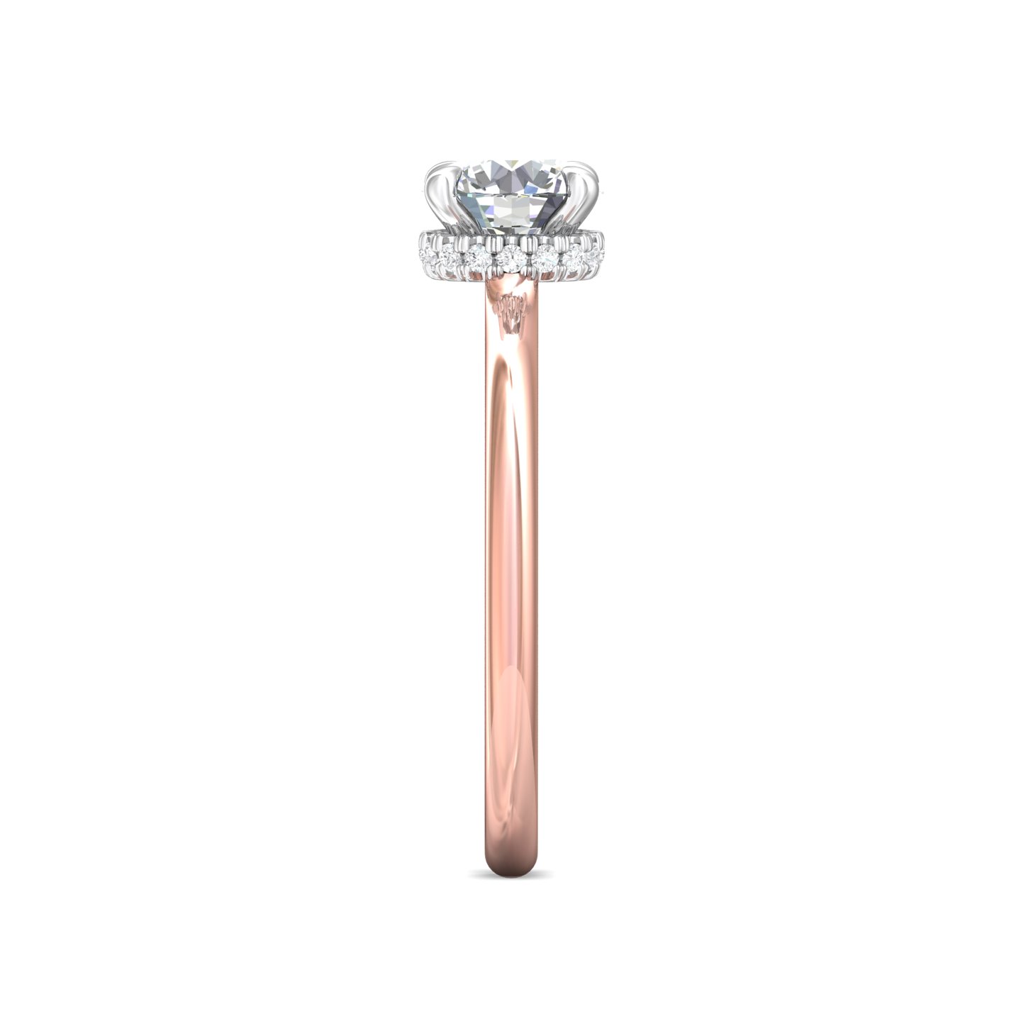 18K White and Rose Gold Round Diamond Engagement Ring