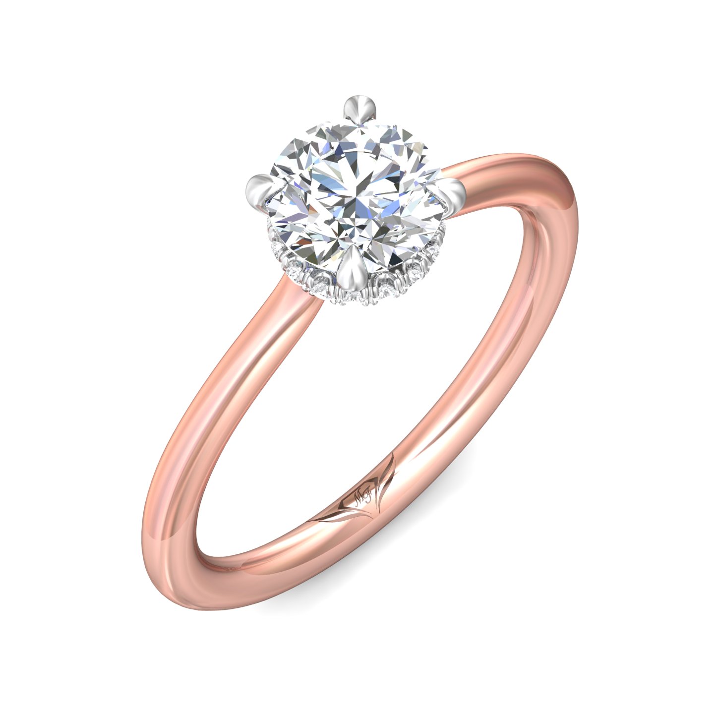 18K White and Rose Gold Round Diamond Engagement Ring