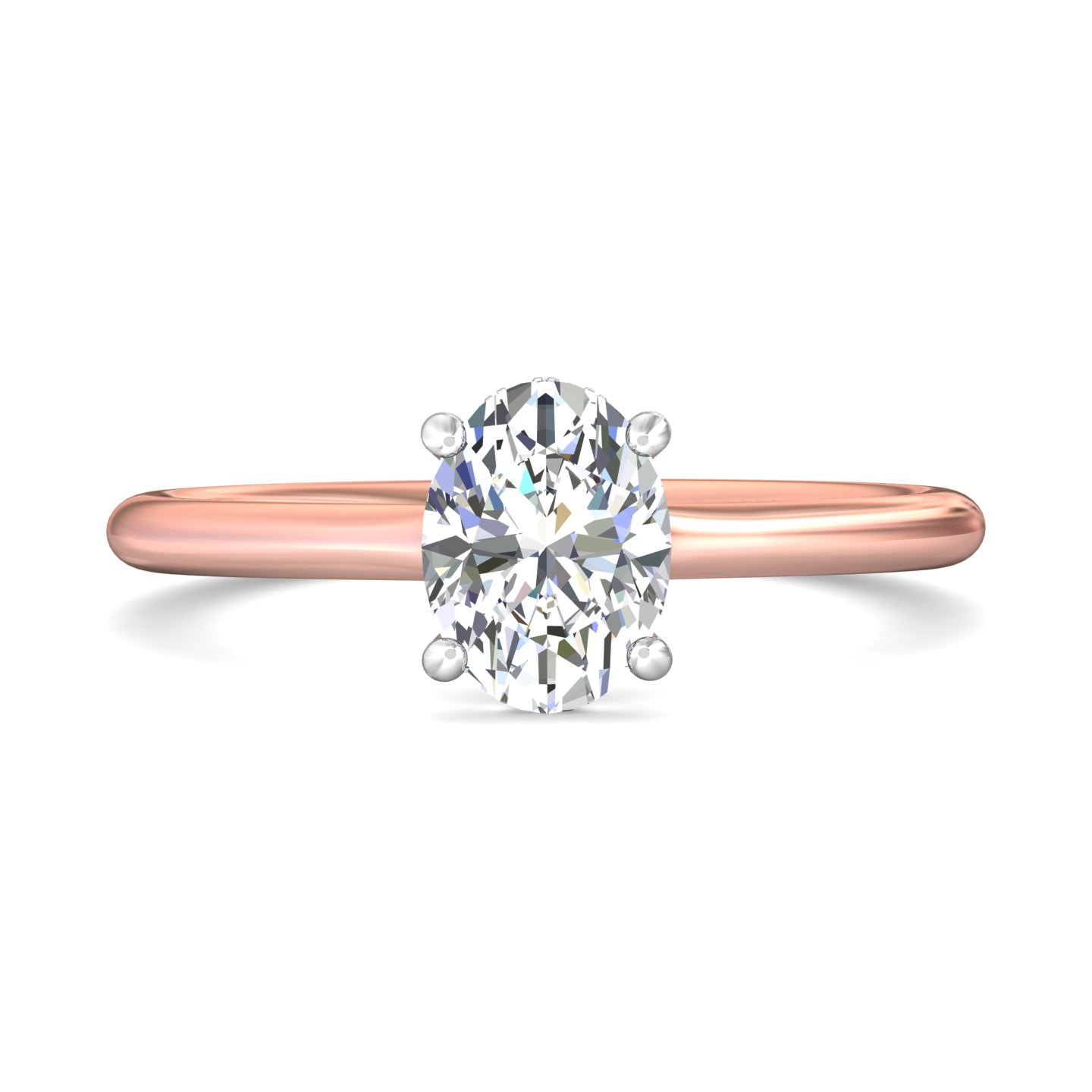 14K Rose and White Gold Oval Diamond Engagement Ring