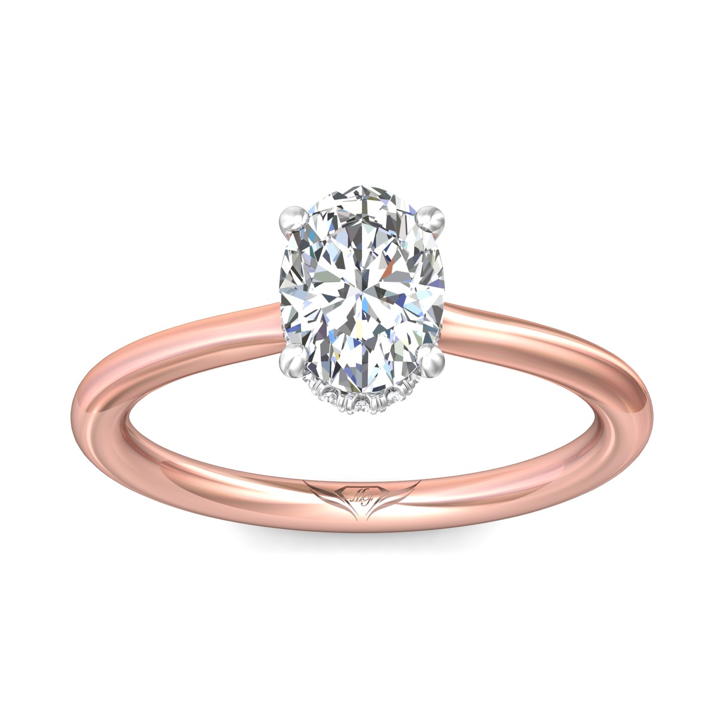14K Rose and White Gold Oval Diamond Engagement Ring