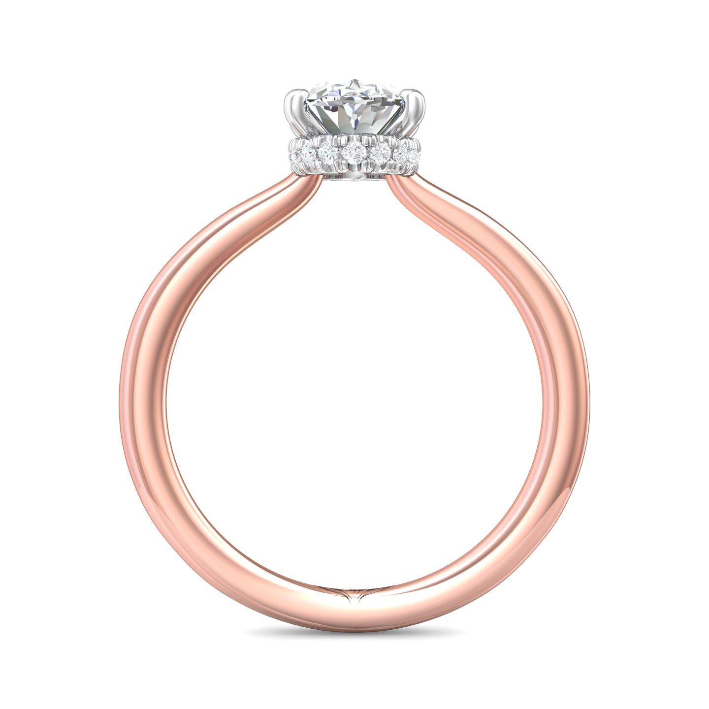14K Rose and White Gold Oval Diamond Engagement Ring
