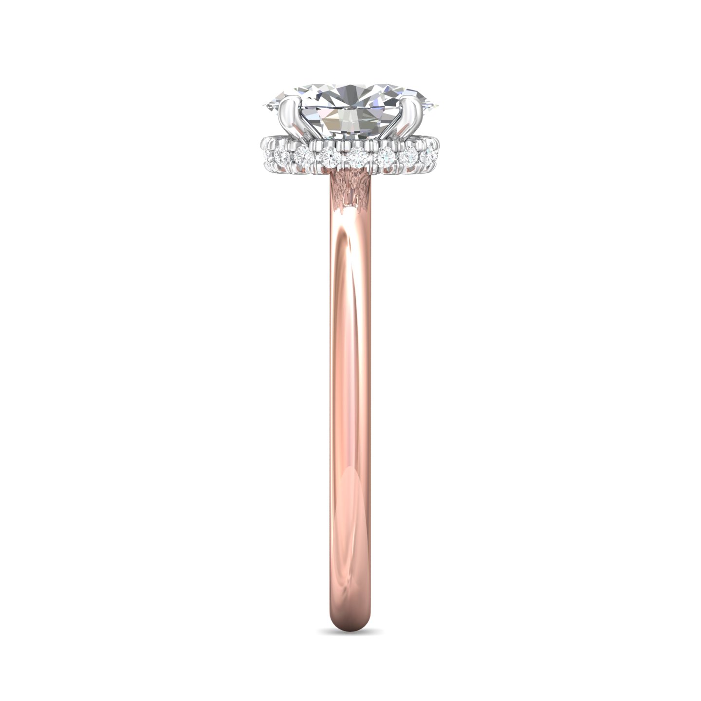 14K Rose and White Gold Oval Diamond Engagement Ring