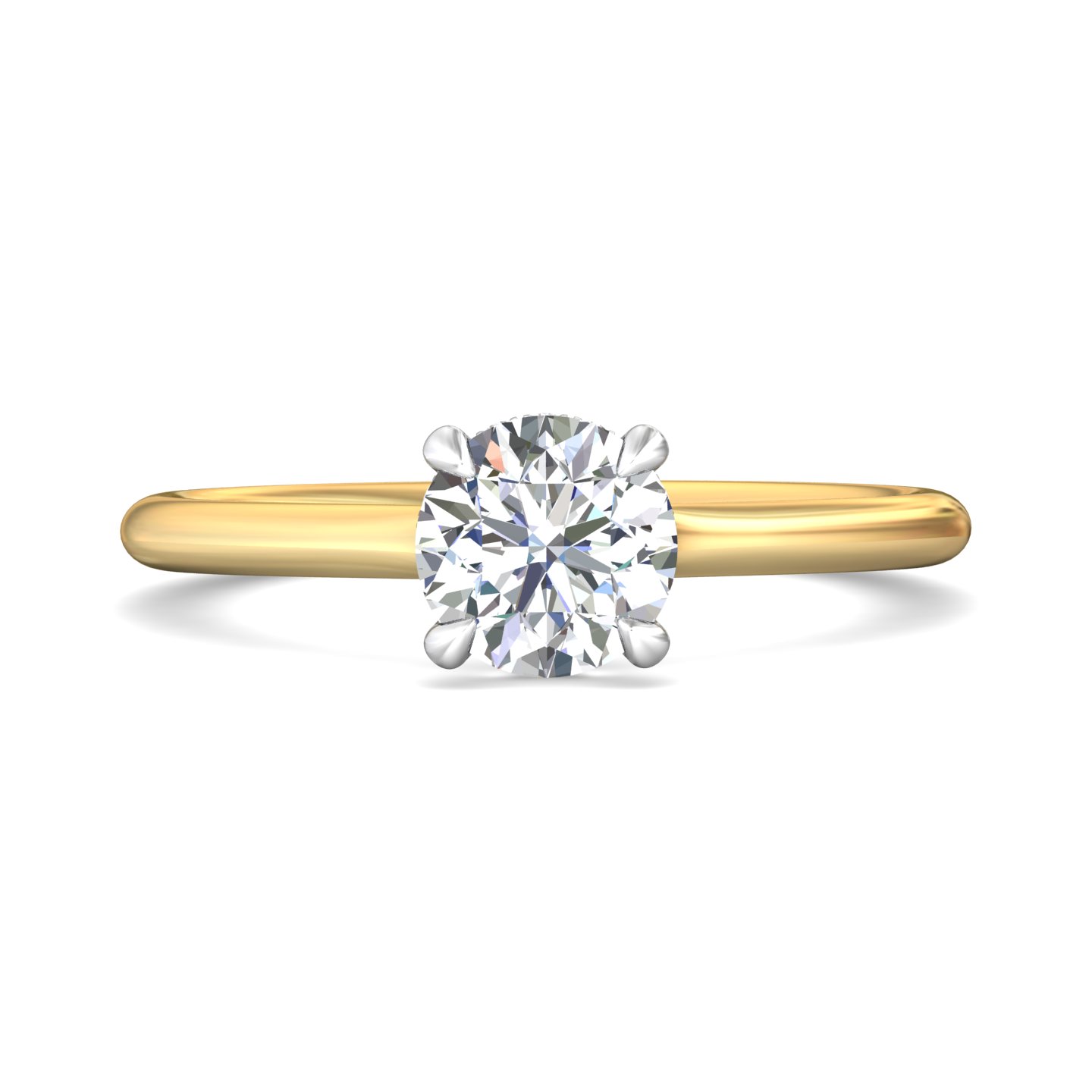 18K White and Yellow Gold Round Diamond Engagement Ring