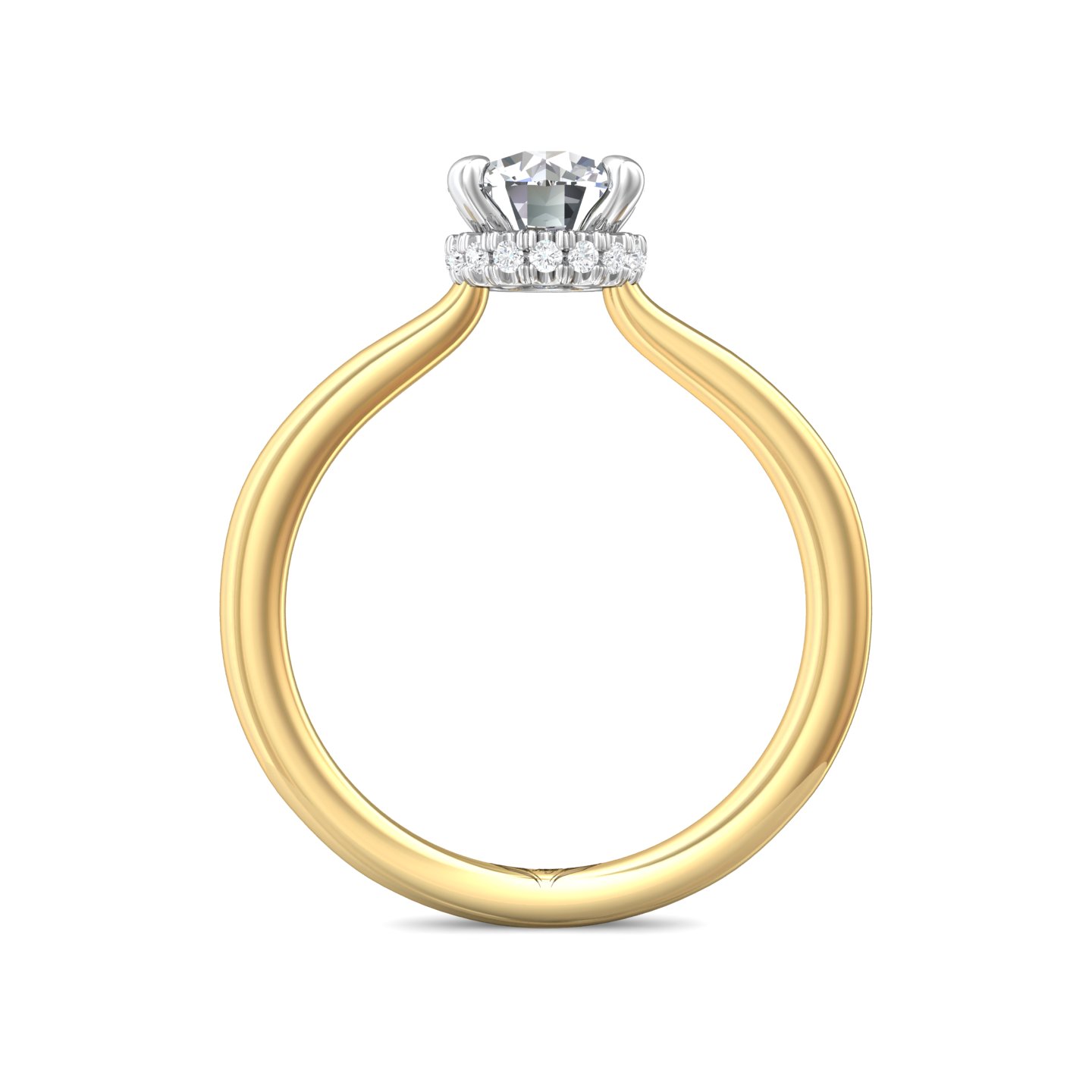 18K White and Yellow Gold Round Diamond Engagement Ring