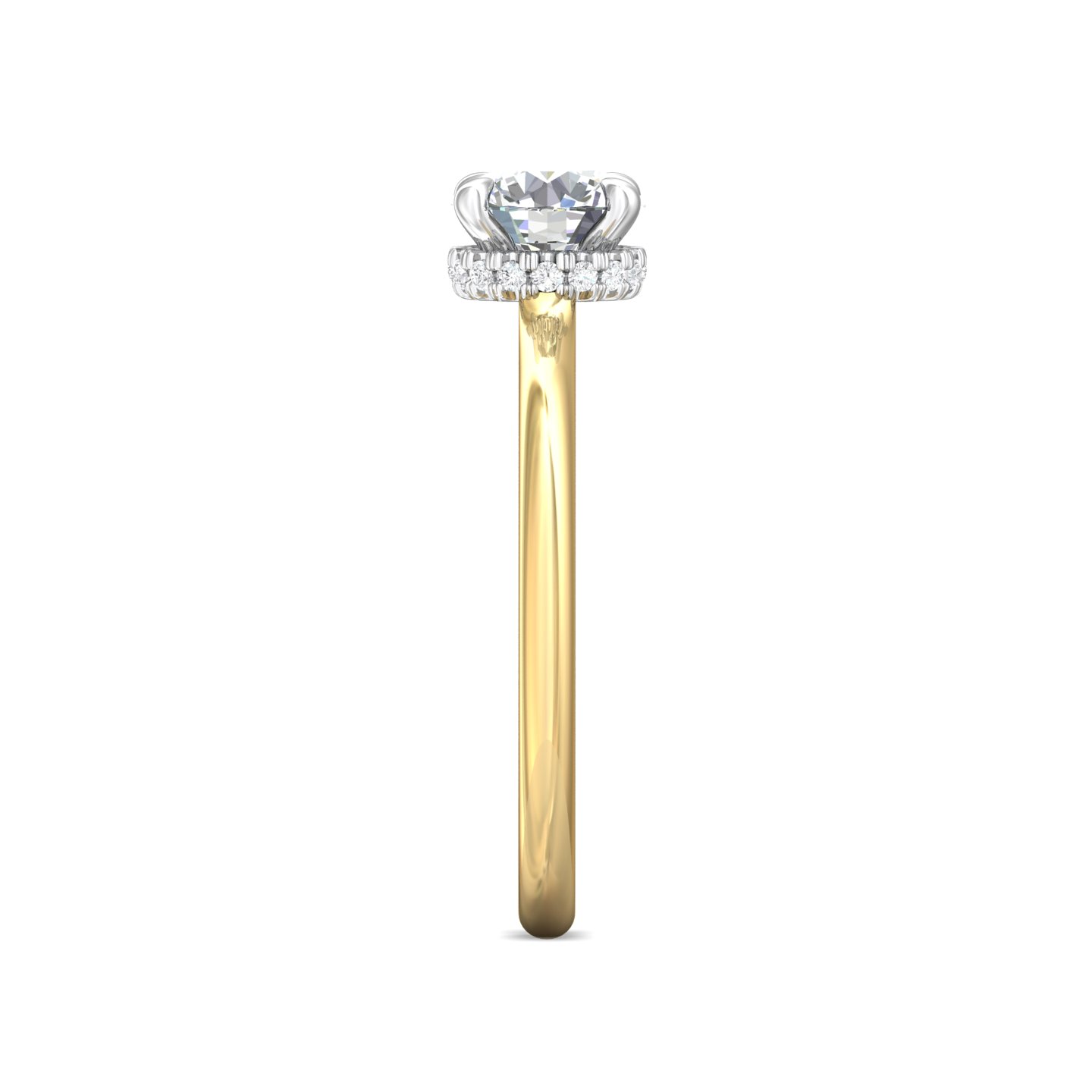 18K White and Yellow Gold Round Diamond Engagement Ring