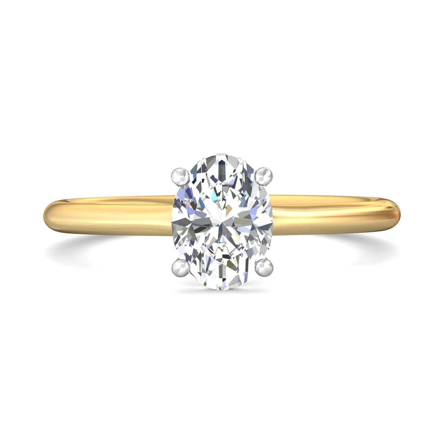 14K Yellow and White Gold Oval Diamond Engagement Ring