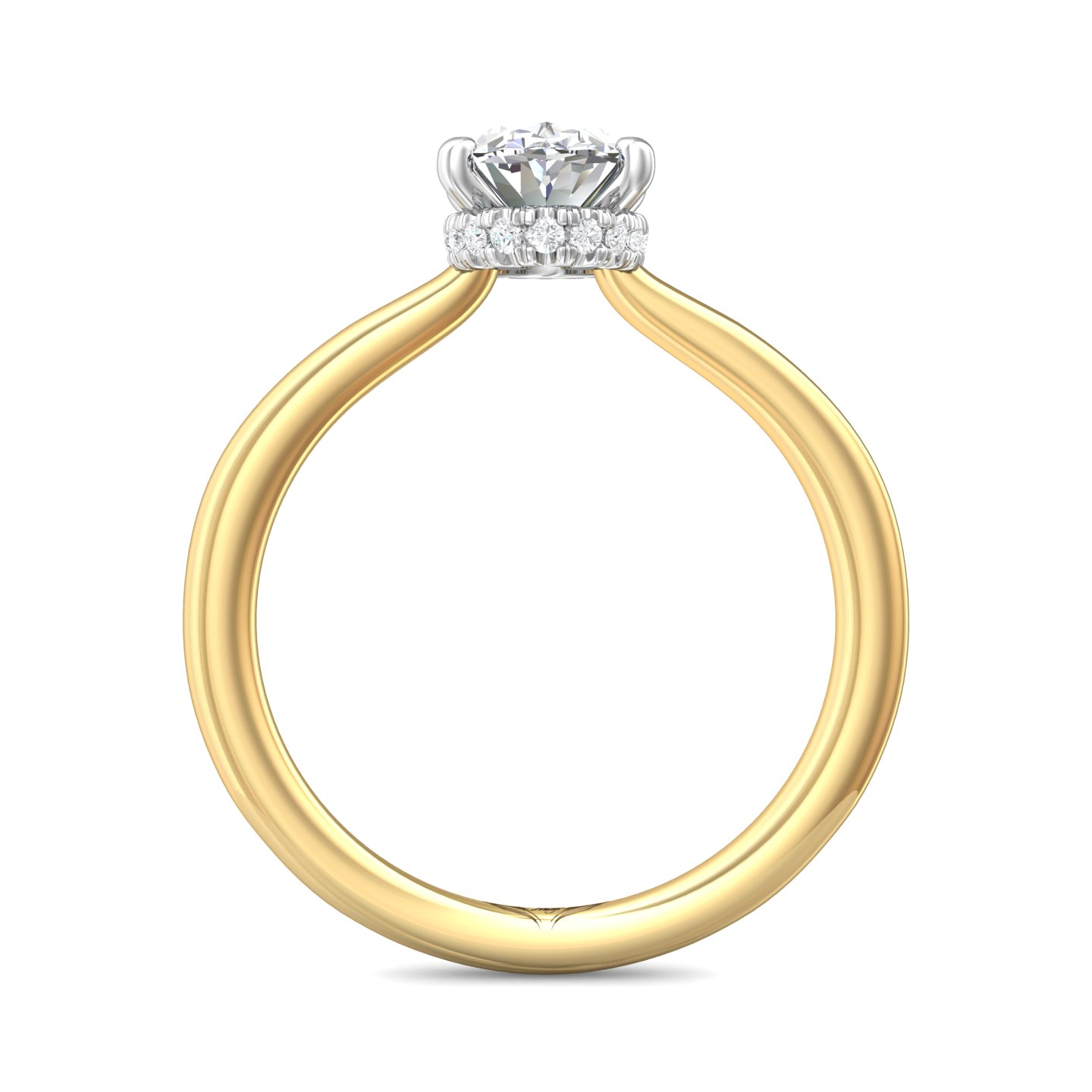 14K Yellow and White Gold Oval Diamond Engagement Ring