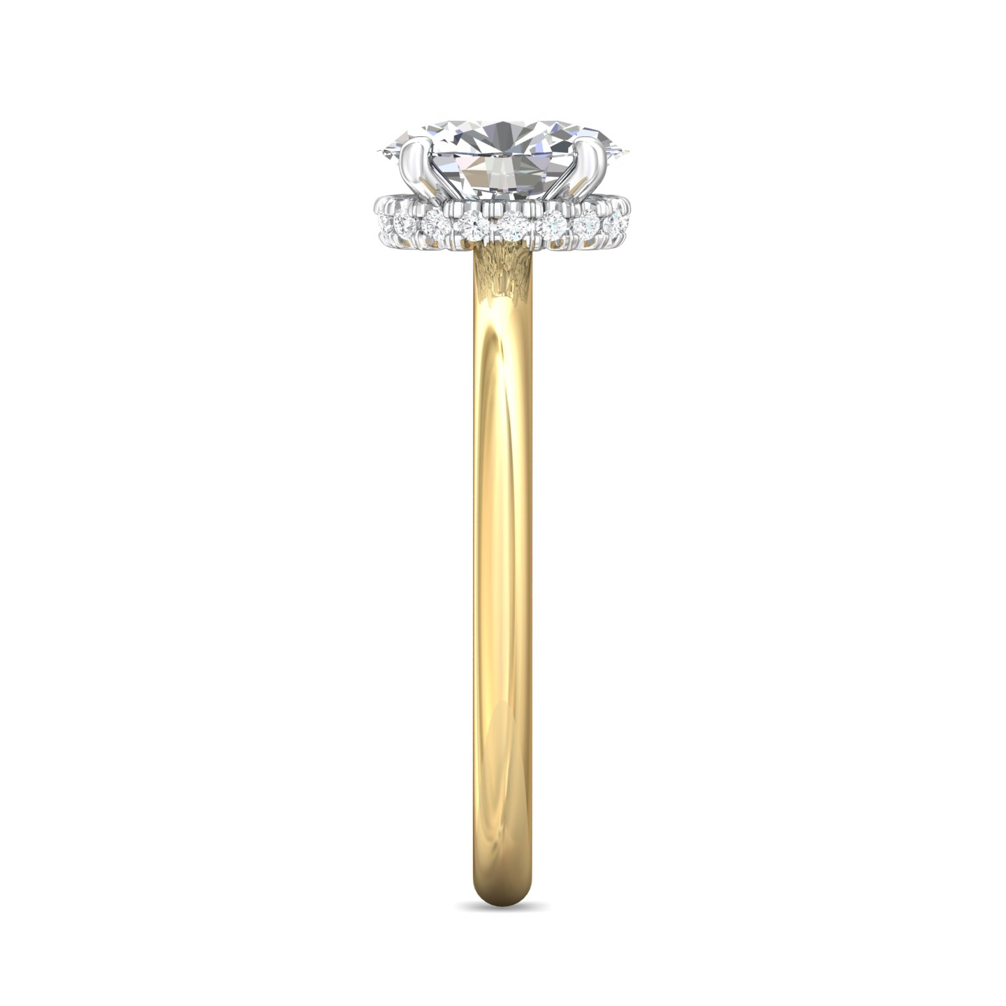 14K Yellow and White Gold Oval Diamond Engagement Ring