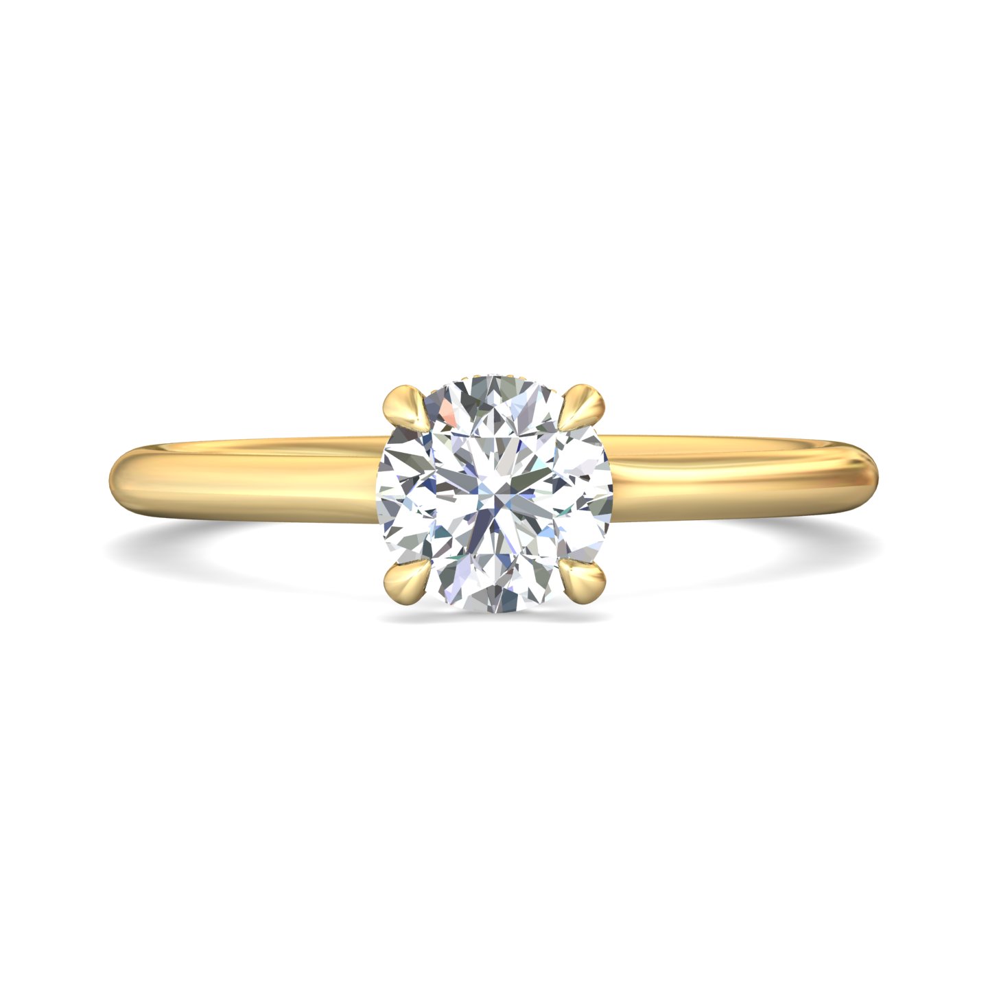 14K Yellow Gold Round Diamond Engagement Ring