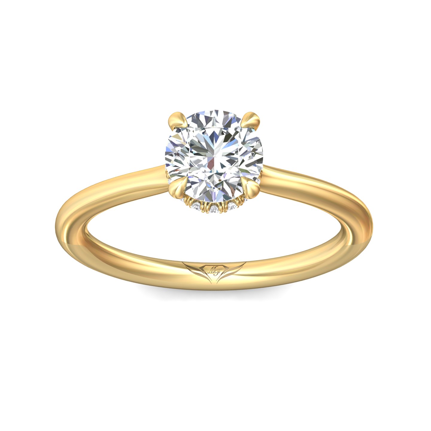 14K Yellow Gold Round Diamond Engagement Ring