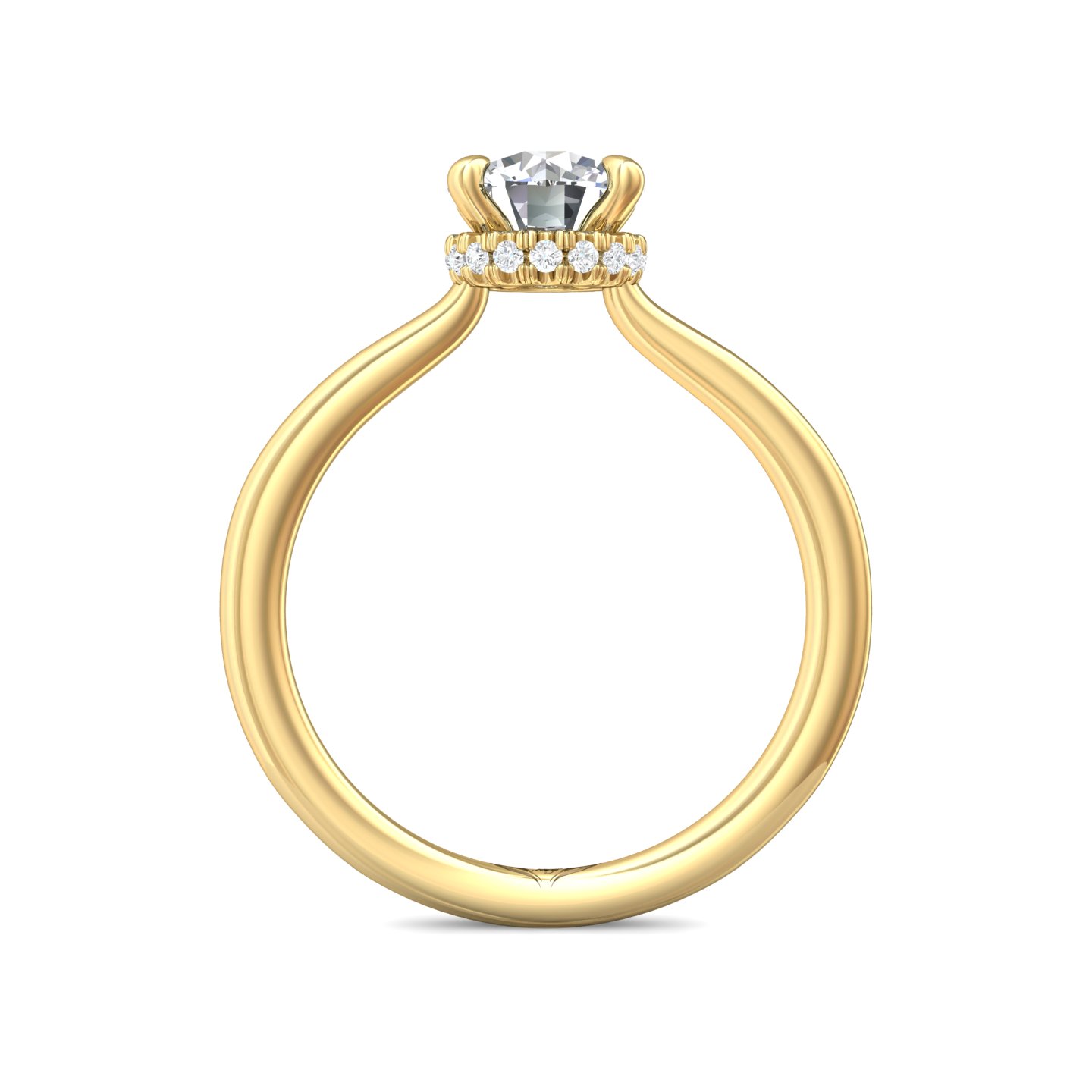 14K Yellow Gold Round Diamond Engagement Ring