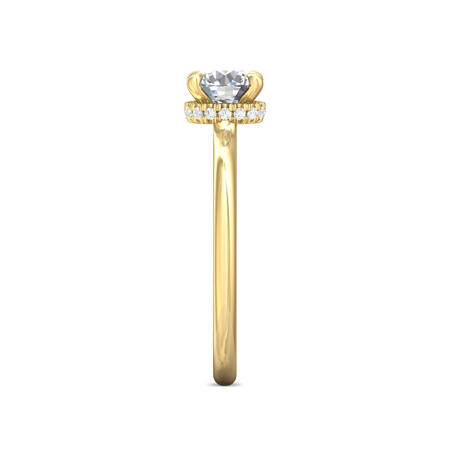 14K Yellow Gold Round Diamond Engagement Ring