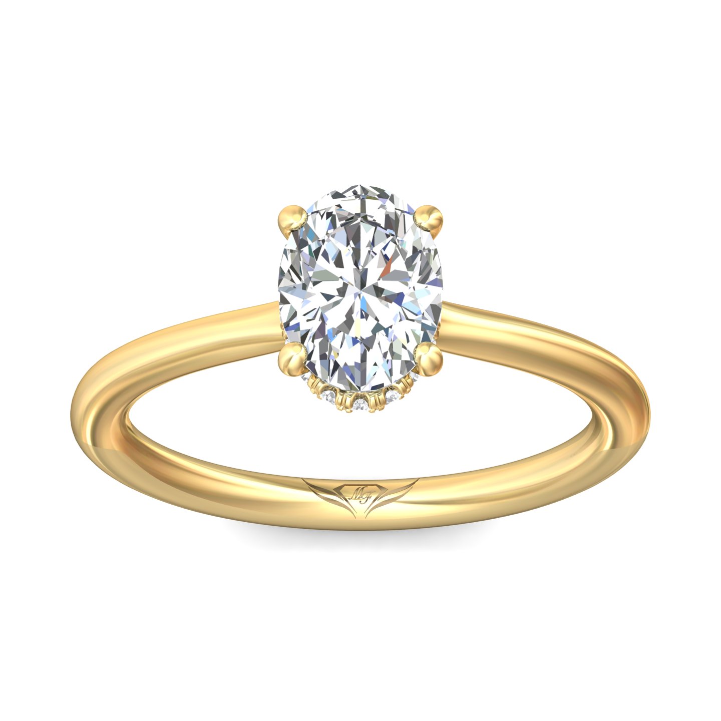 18K Yellow Gold Oval Diamond Engagement Ring
