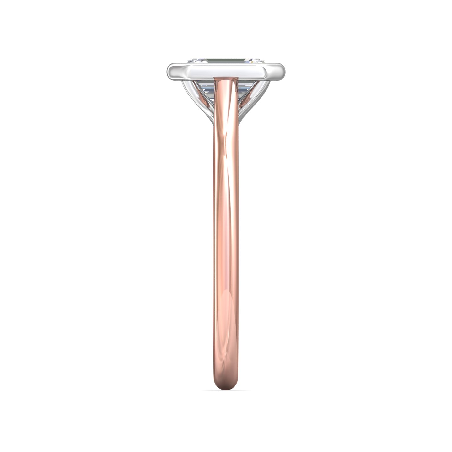 14K Rose and White Gold Emerald Cut Diamond Engagement Ring