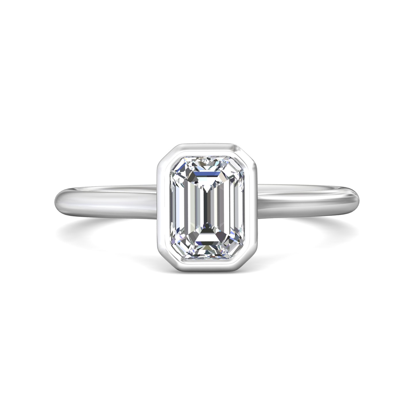 14K Yellow and White Gold Emerald Cut Diamond Engagement Ring