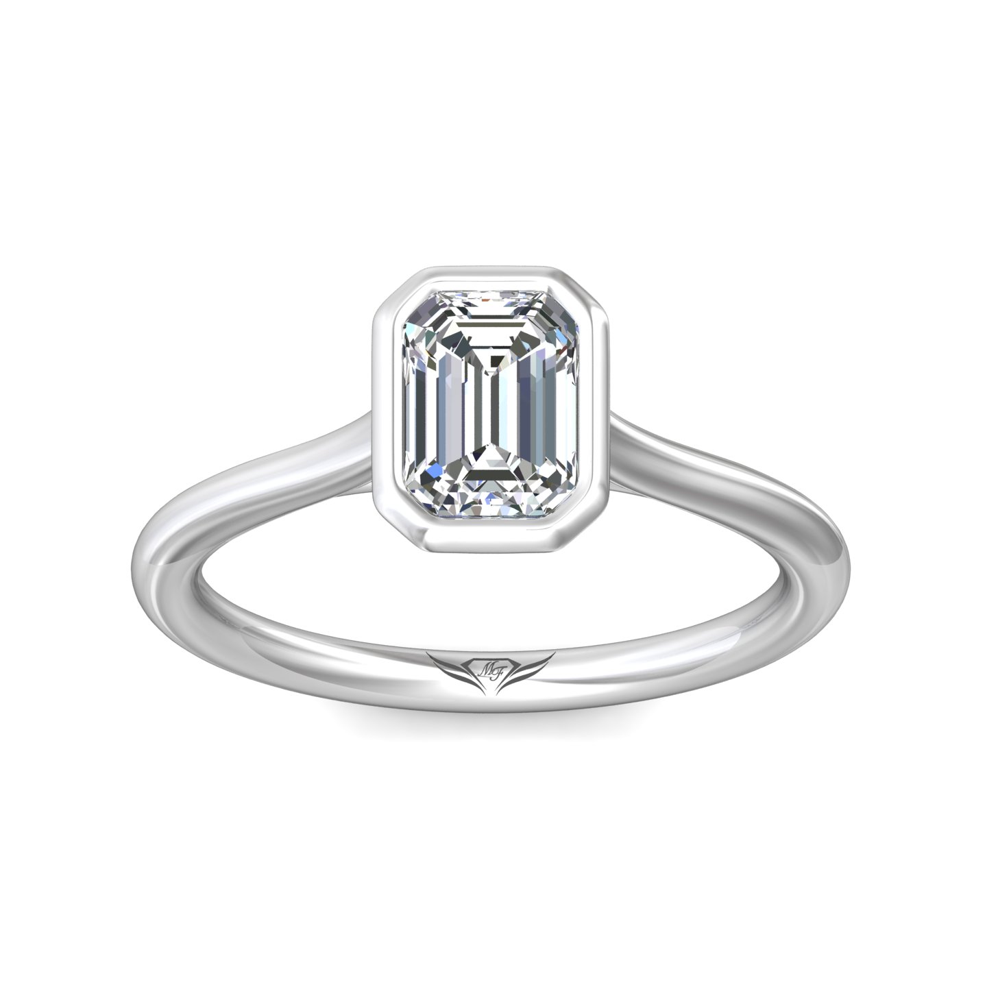 Platinum Emerald Cut Diamond Engagement Ring