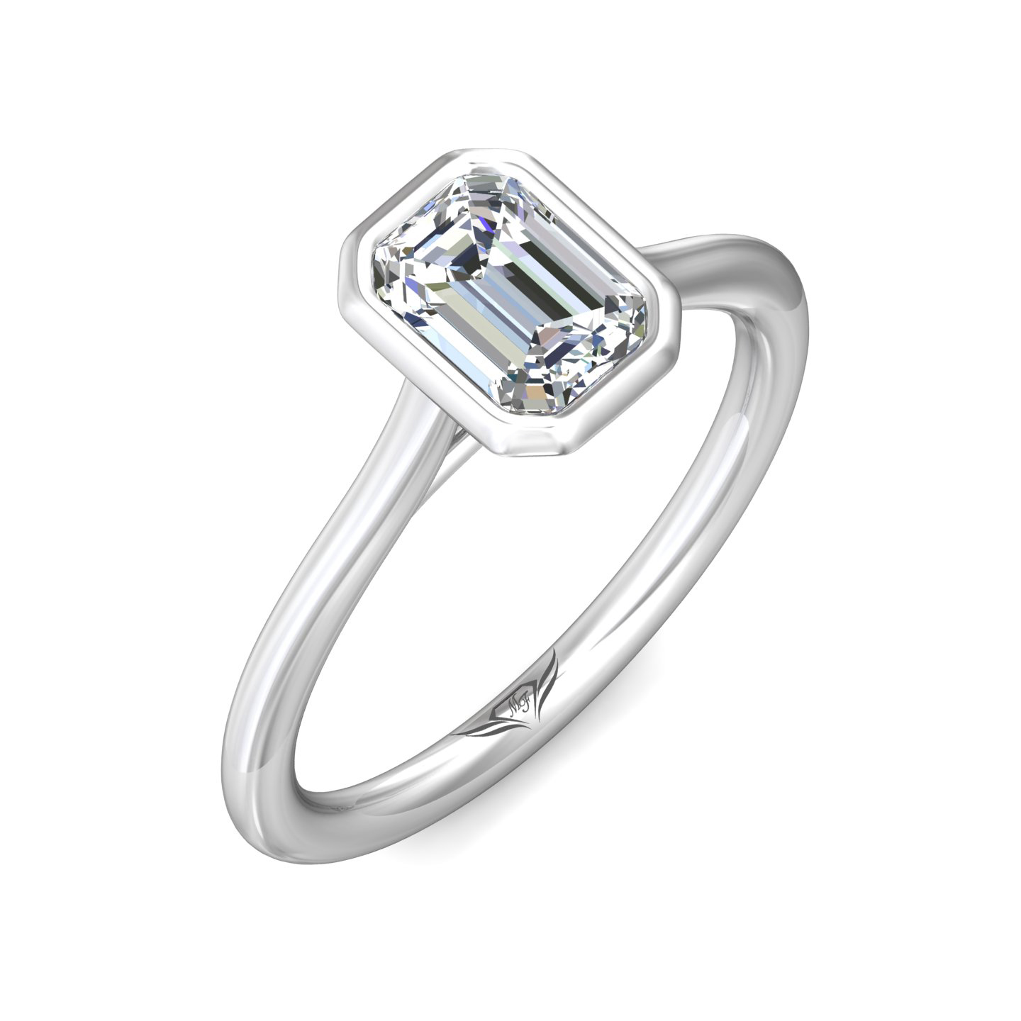 Platinum Emerald Cut Diamond Engagement Ring