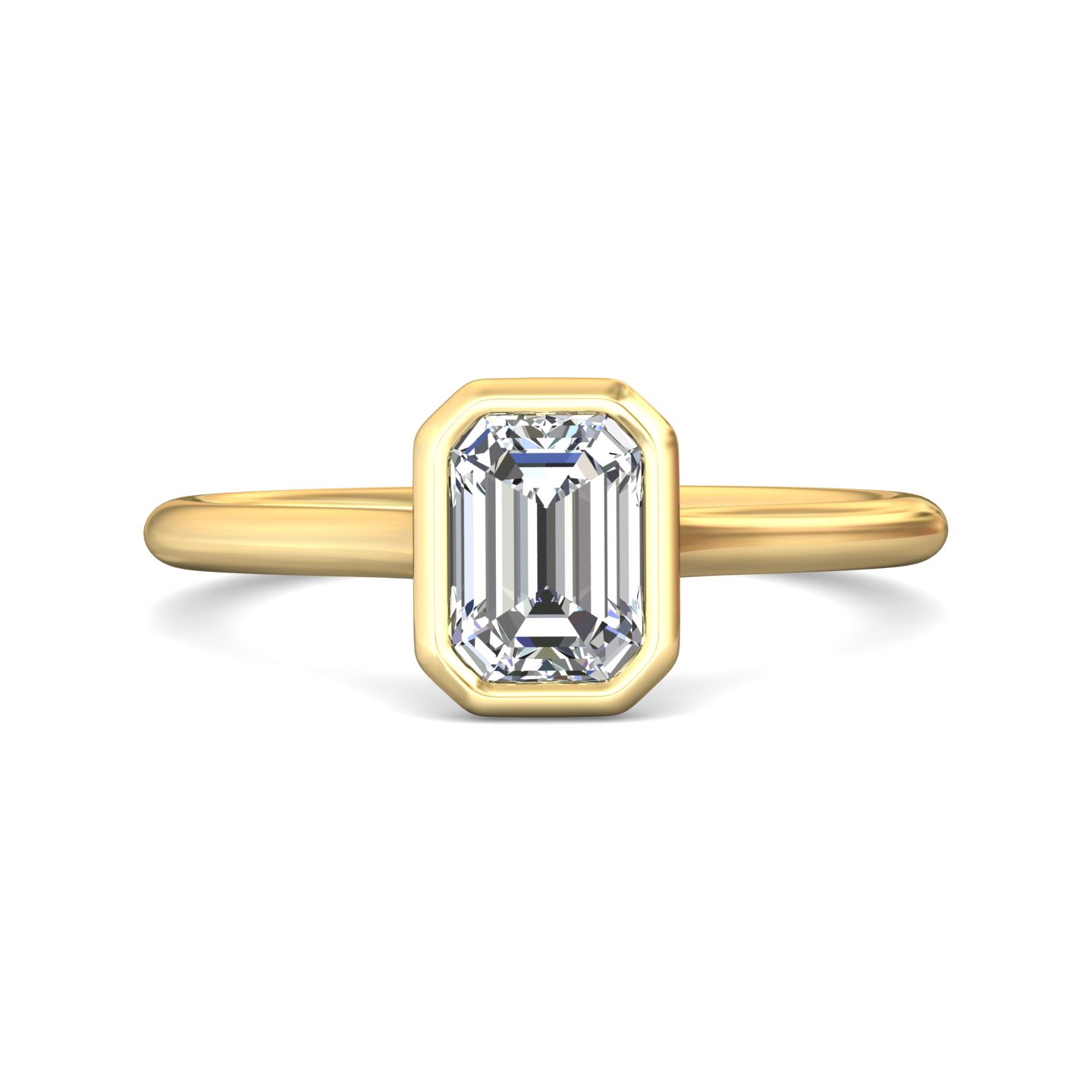 14K Yellow and White Gold Emerald Cut Diamond Engagement Ring