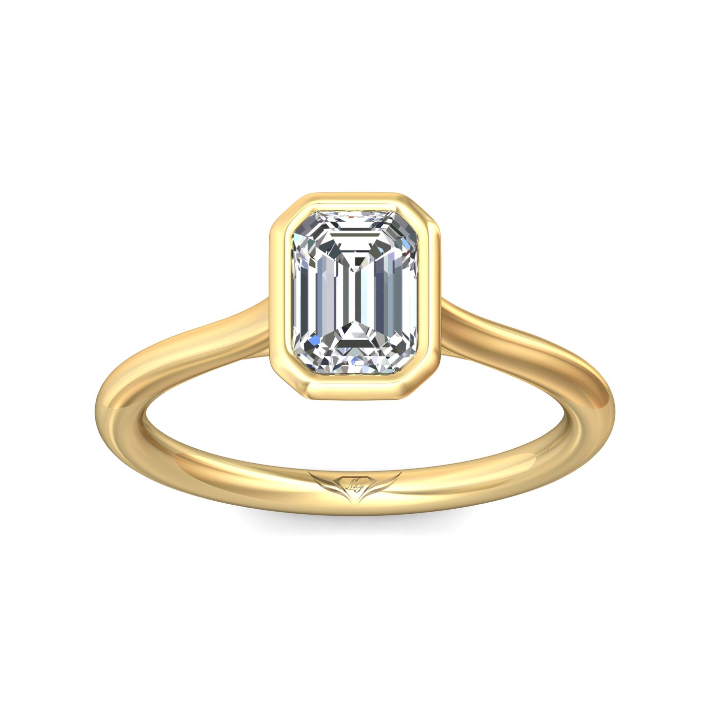 18K Yellow Gold Emerald Cut Diamond Engagement Ring