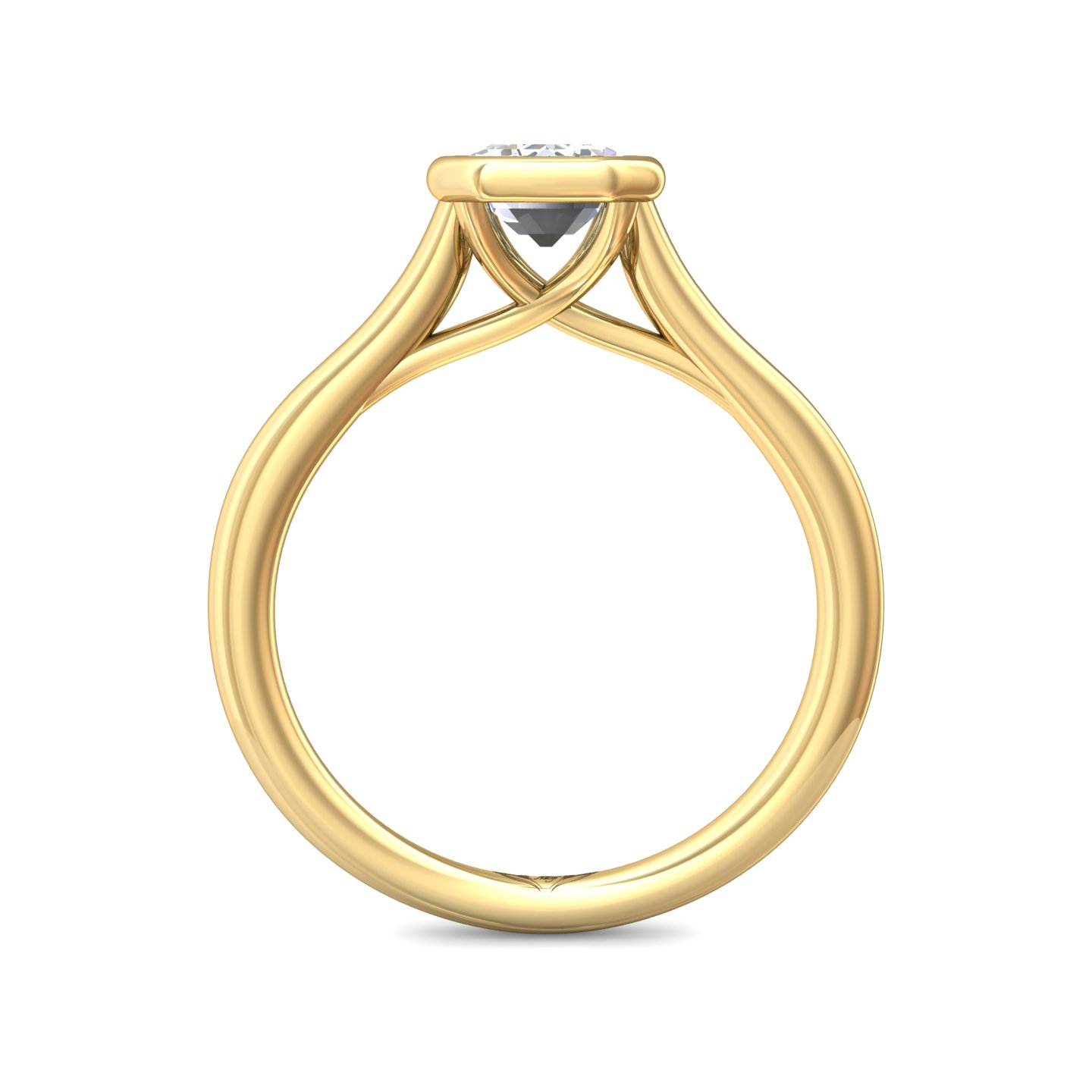 18K Yellow Gold Emerald Cut Diamond Engagement Ring
