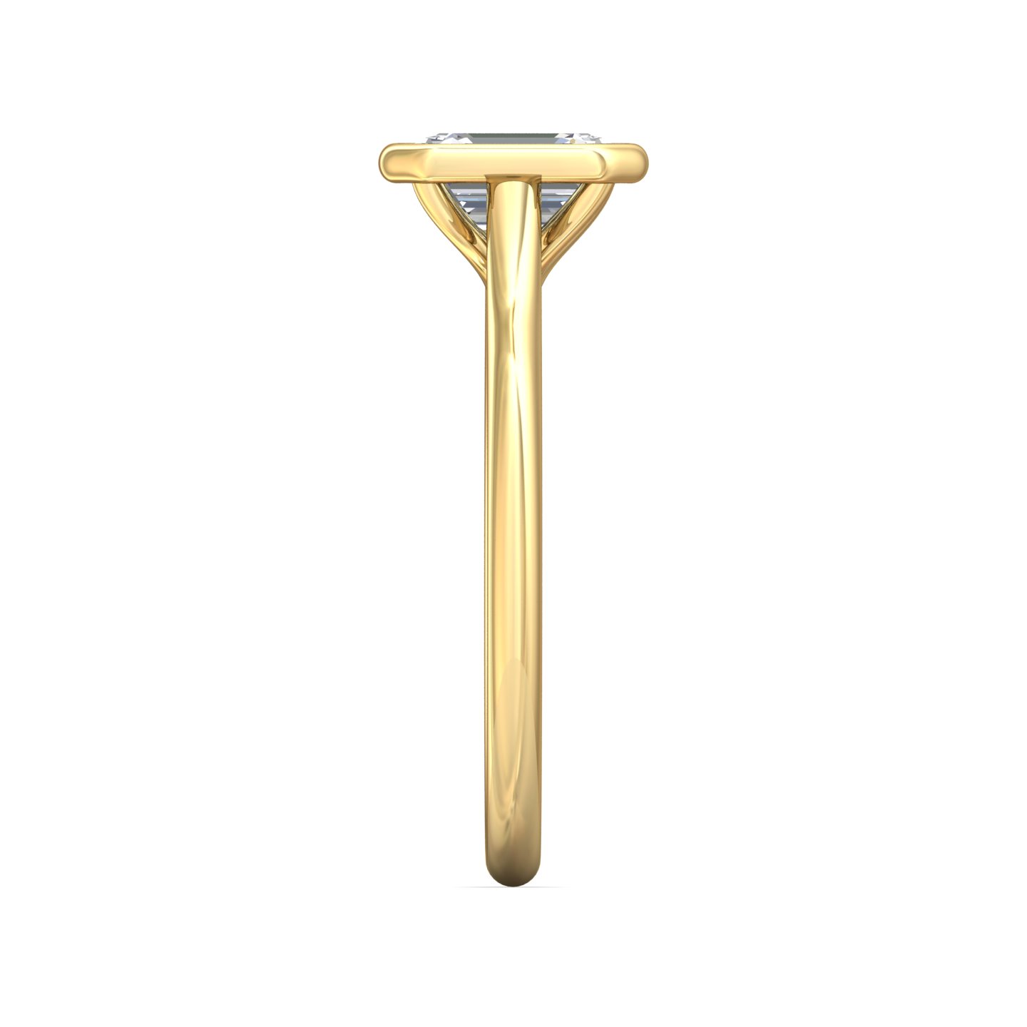 18K Yellow Gold Emerald Cut Diamond Engagement Ring