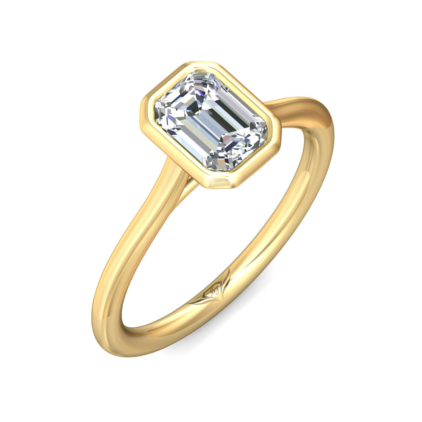 18K Yellow Gold Emerald Cut Diamond Engagement Ring