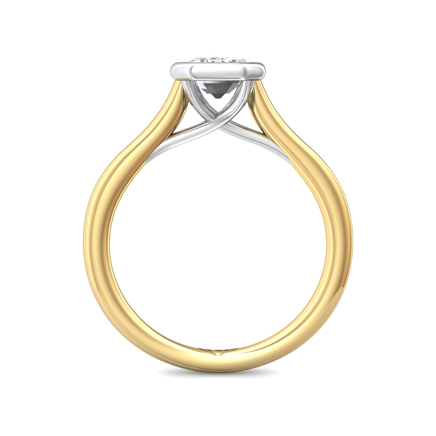 18K White and Yellow Gold Emerald Cut Diamond Engagement Ring