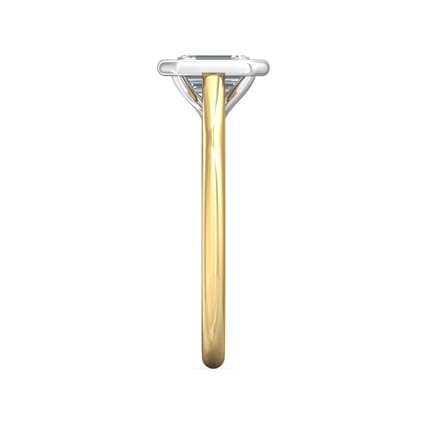 18K White and Yellow Gold Emerald Cut Diamond Engagement Ring