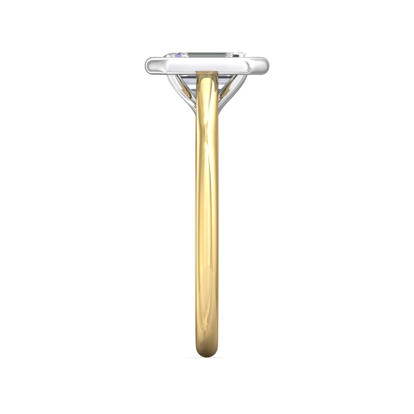 14K Yellow and White Gold Emerald Cut Diamond Engagement Ring