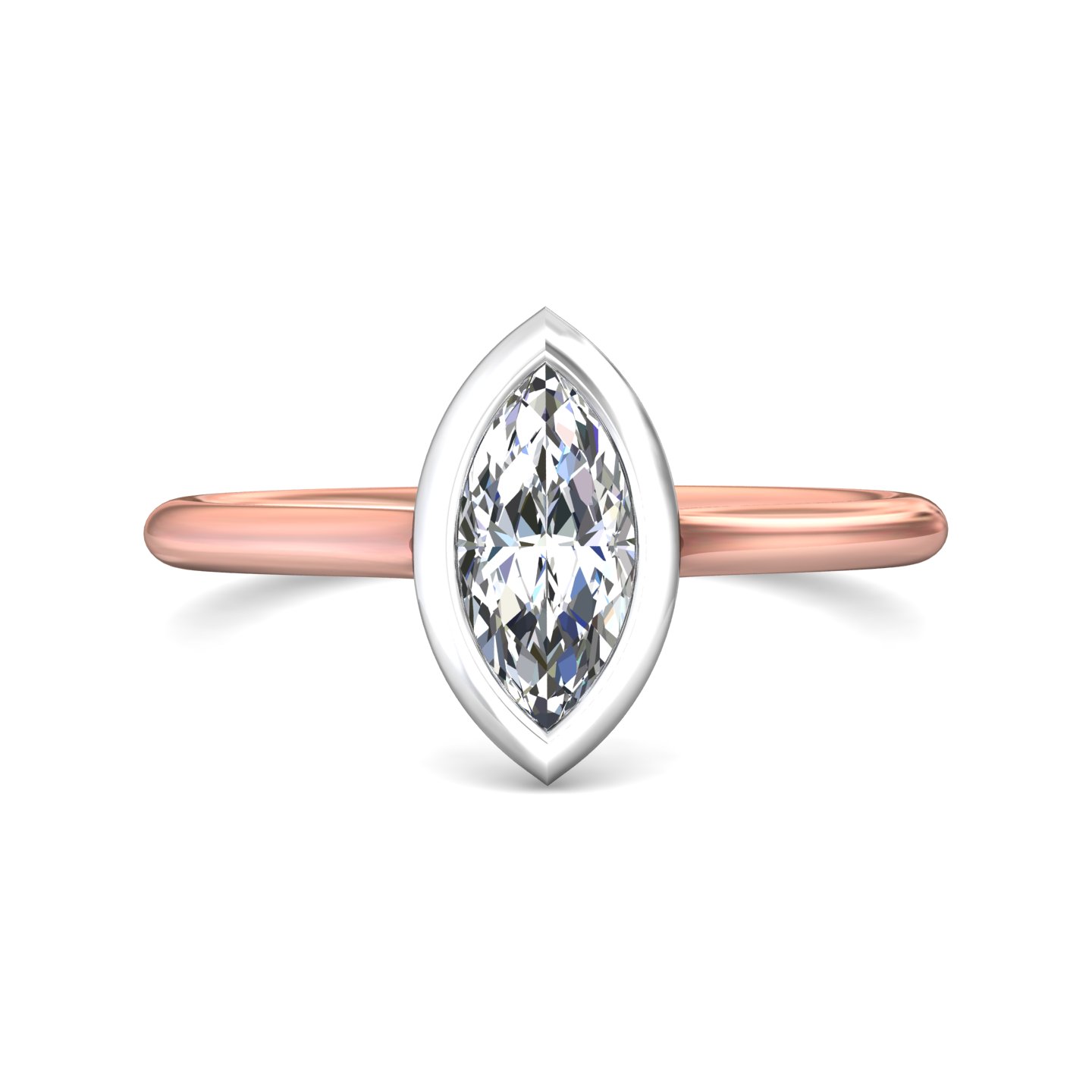 18K White and Rose Gold Marquise Diamond Engagement Ring