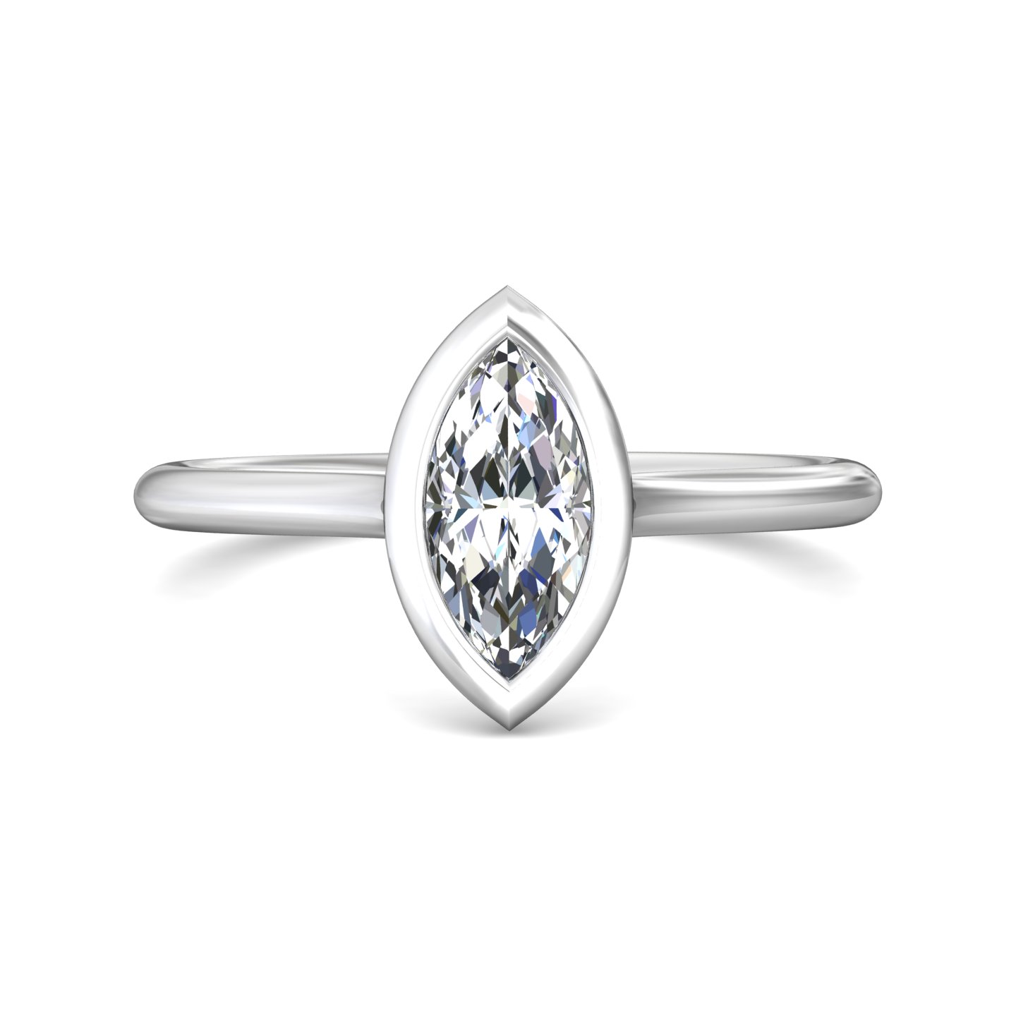 18K White Gold Marquise Diamond Engagement Ring