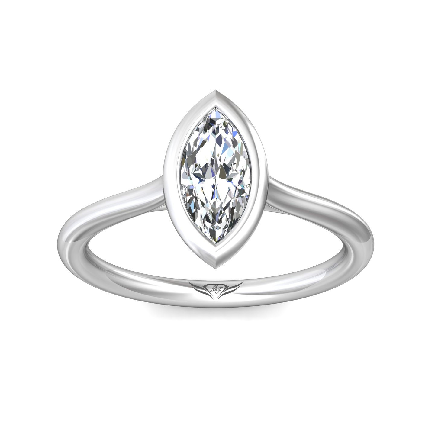 18K White Gold Marquise Diamond Engagement Ring